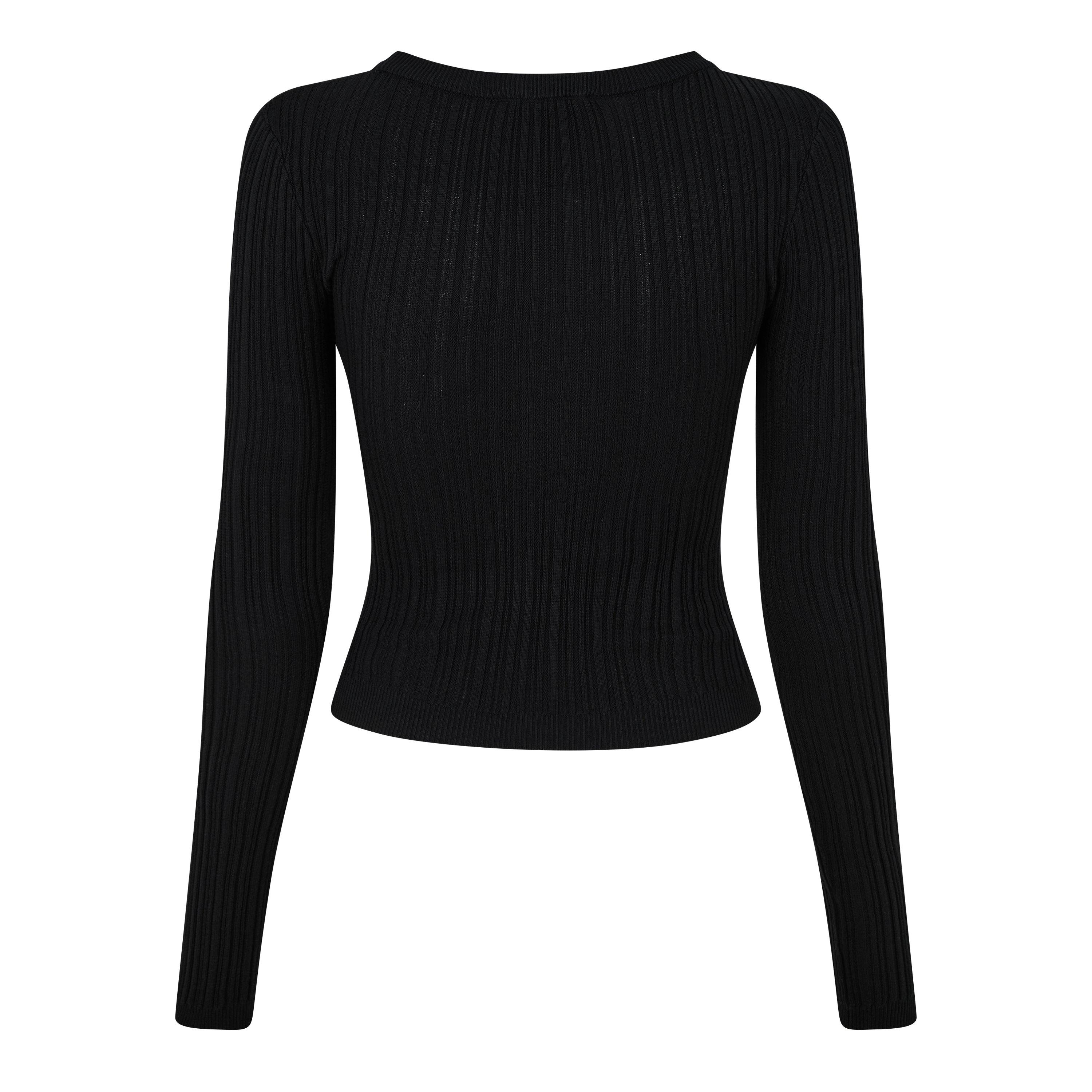 Black - DKNY - Logo Knit Top - 6