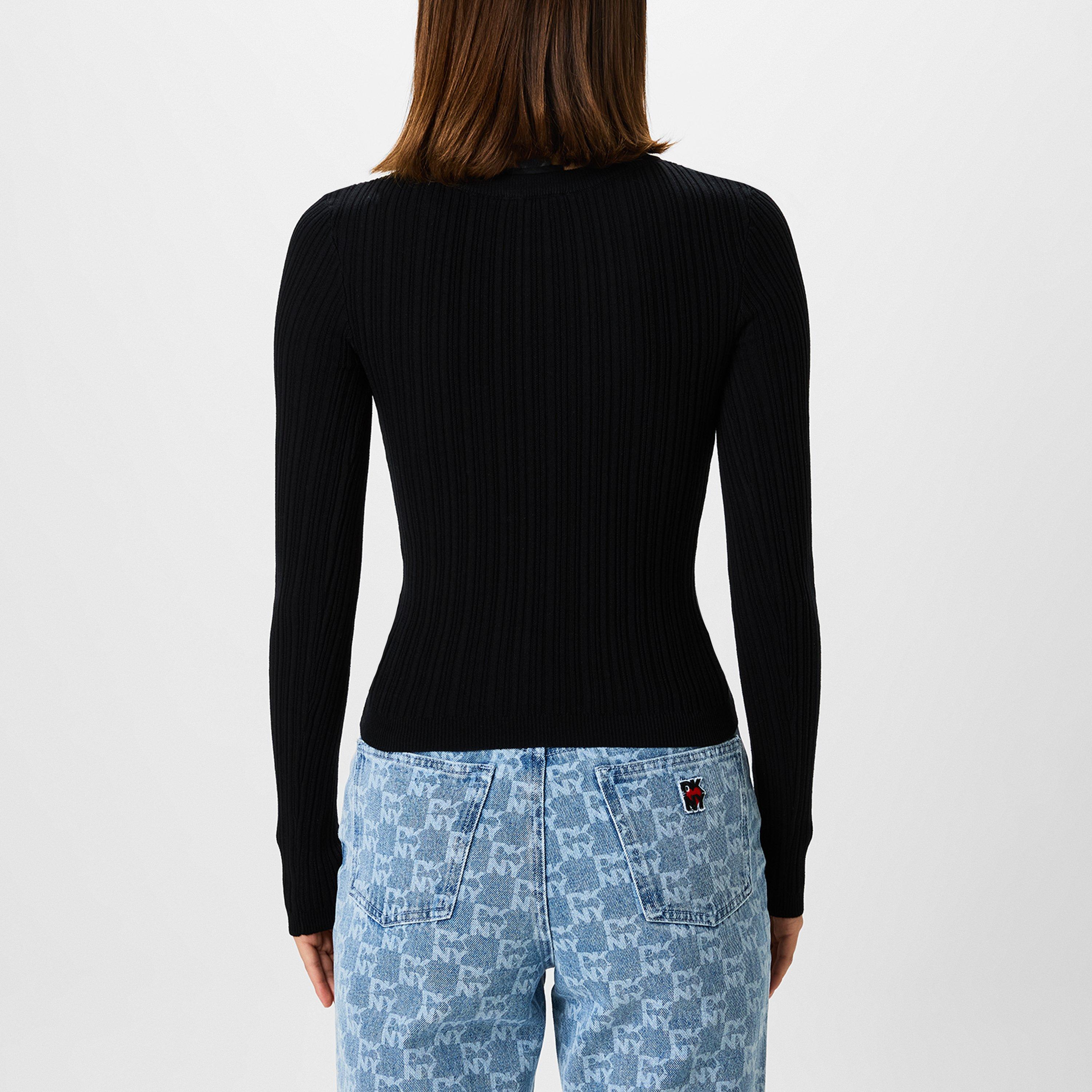 Black - DKNY - Logo Knit Top - 3