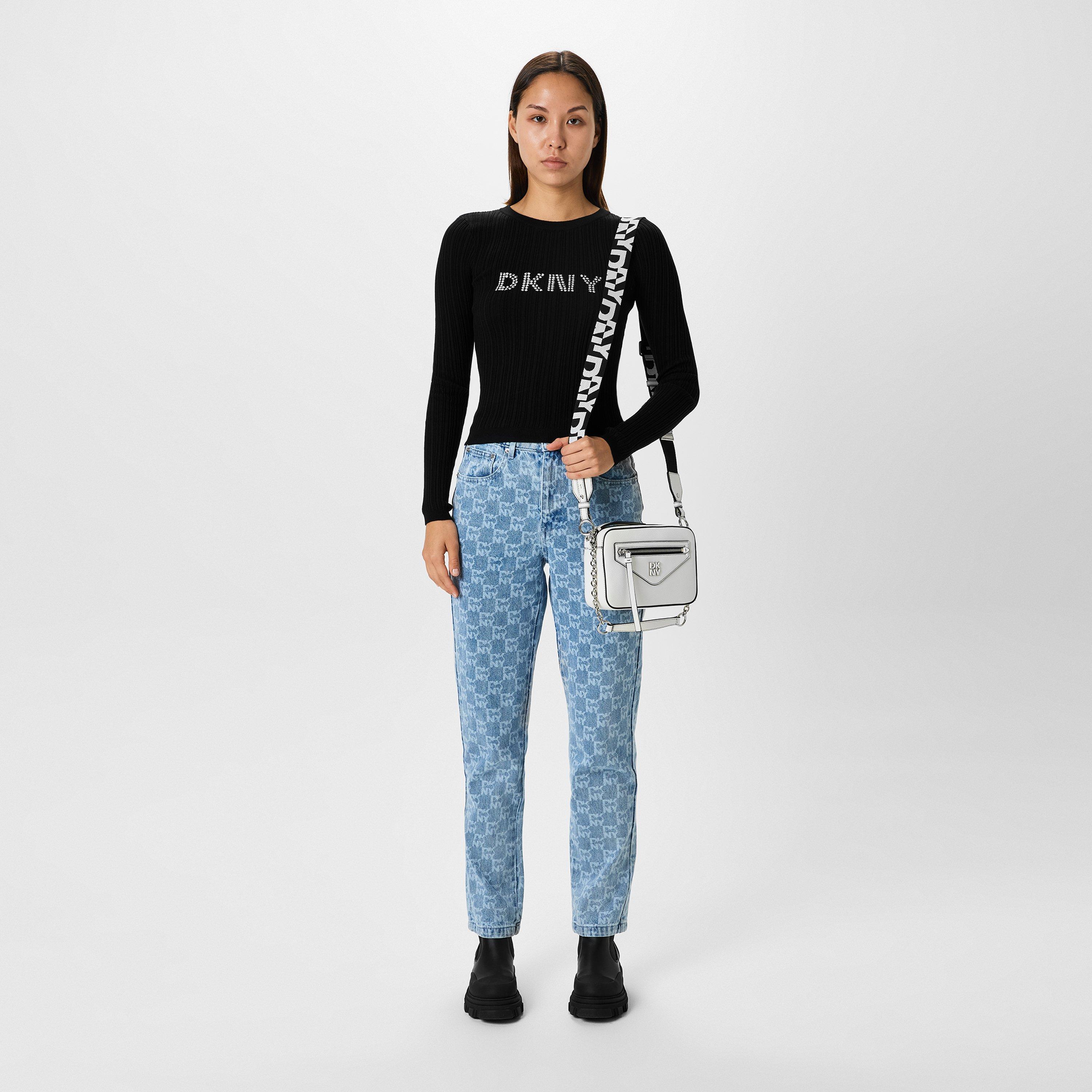 Black - DKNY - Logo Knit Top - 4