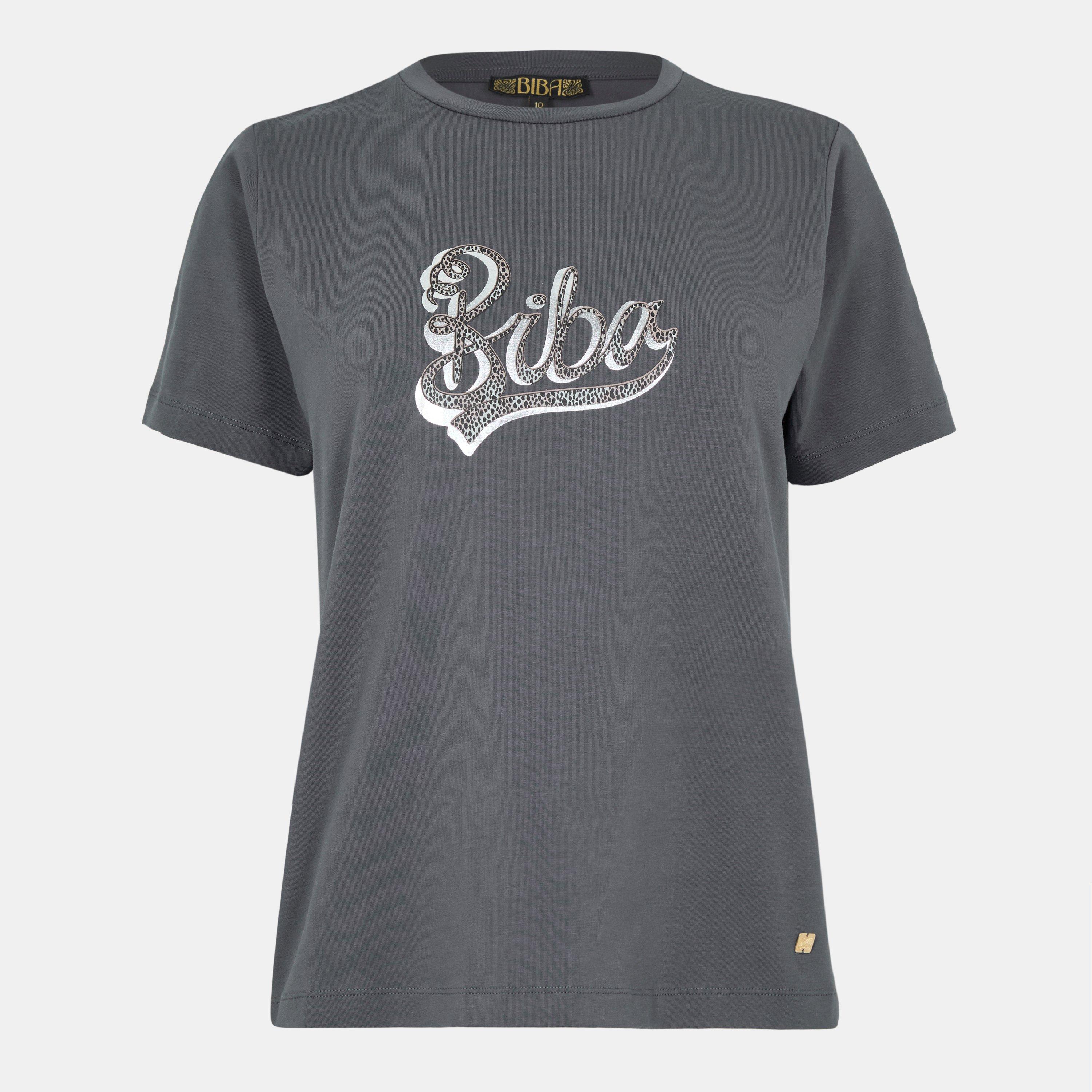 Biba Women's Logo T-Shirt - Grey Leo - 12 (M)