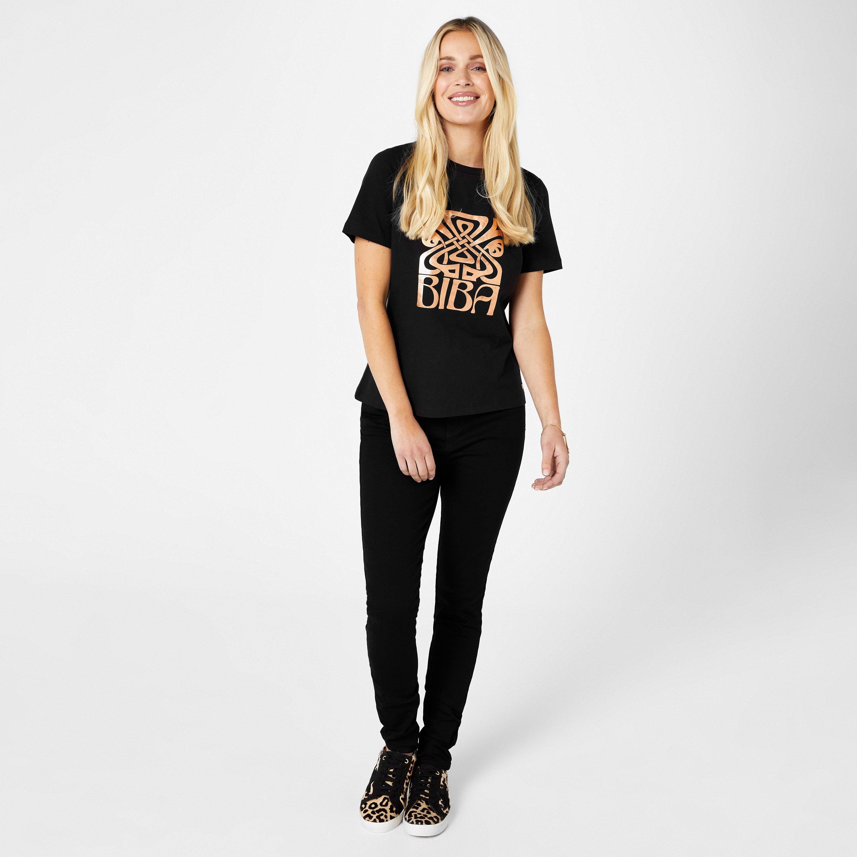 Schwarz - Biba - Logo T-Shirt - 4