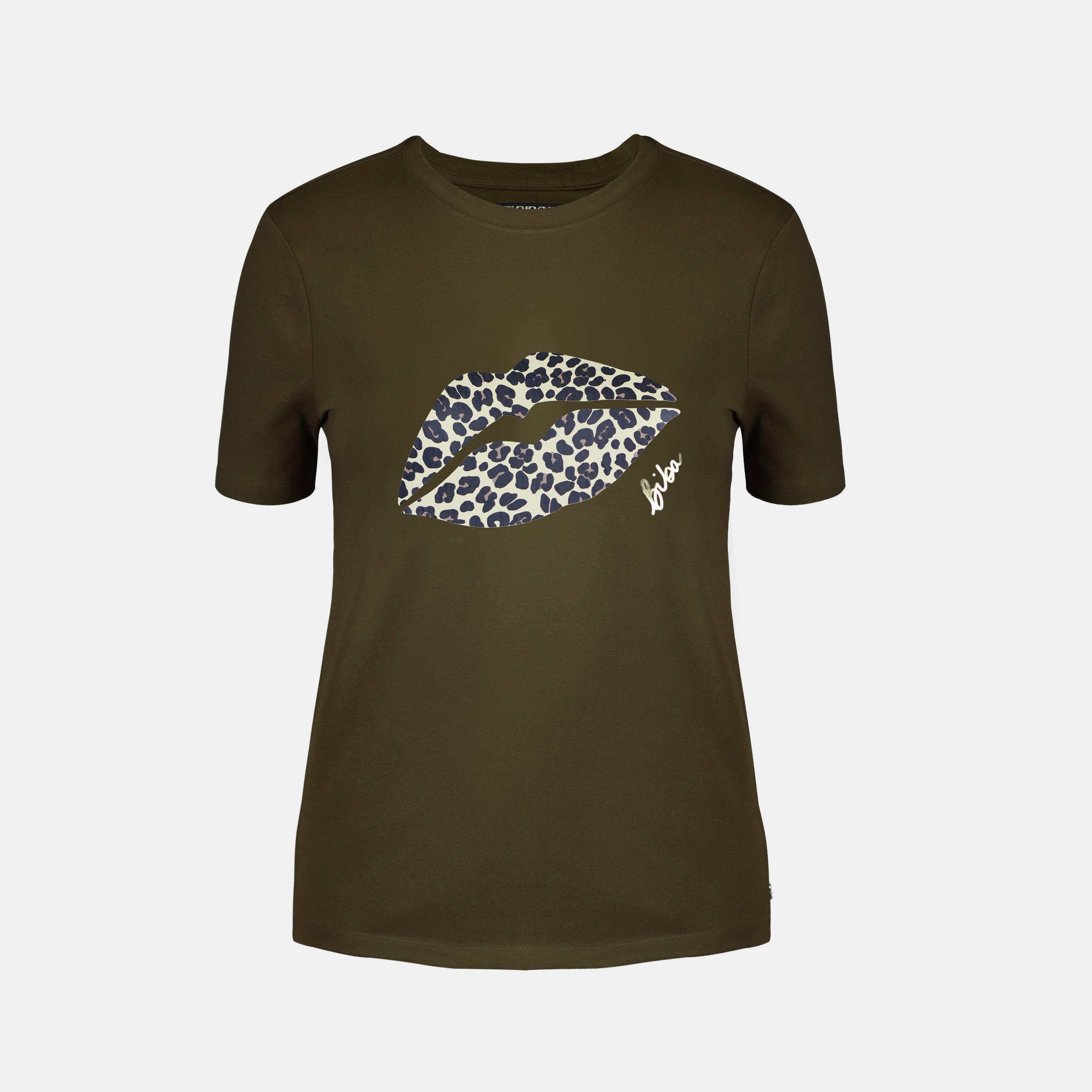Biba Women's Logo T-Shirt - Khaki Lips - 14 (L)