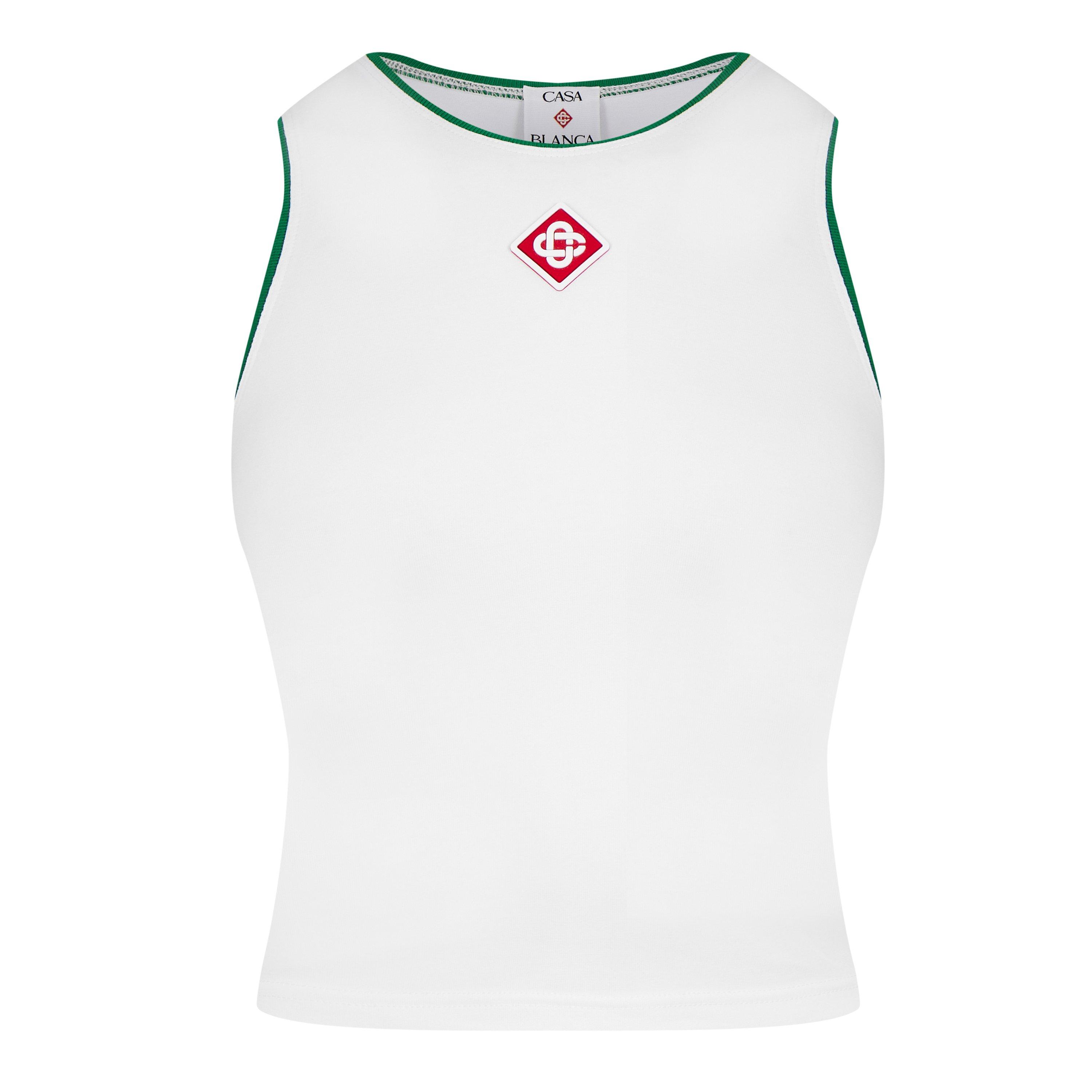 White - Casablanca - Women's Plain Cotton Logo Baby Vest - 7