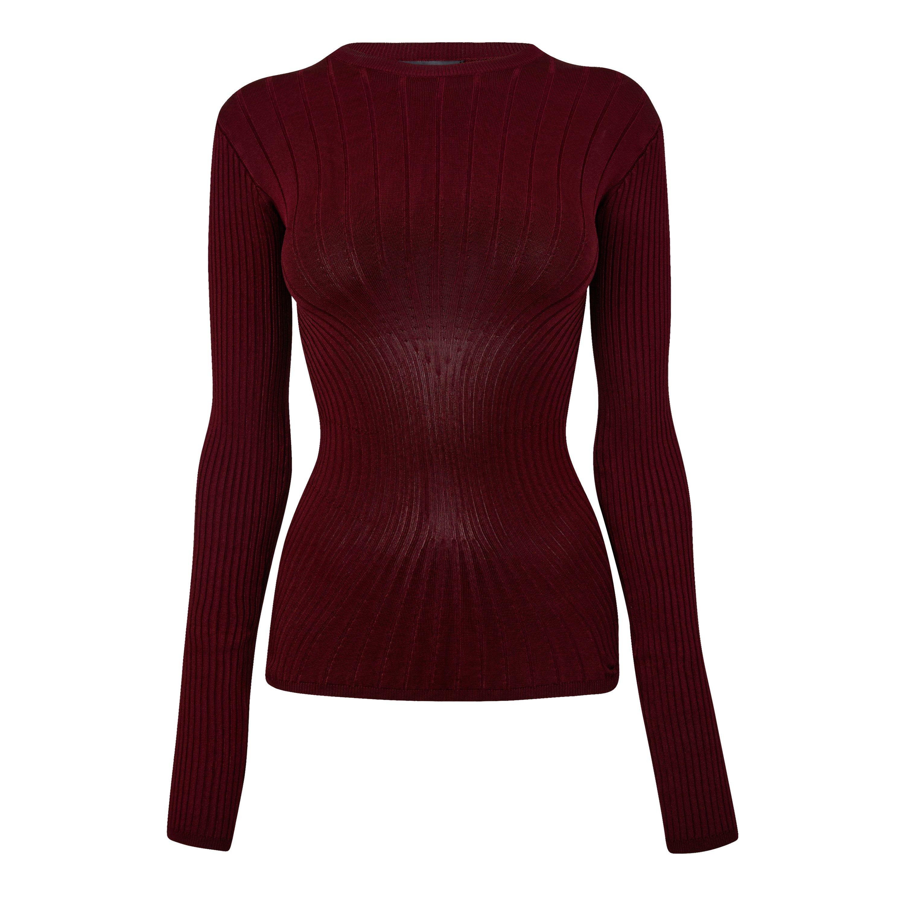 Blood Red - Mugler - Sculpting Knit Top - 5