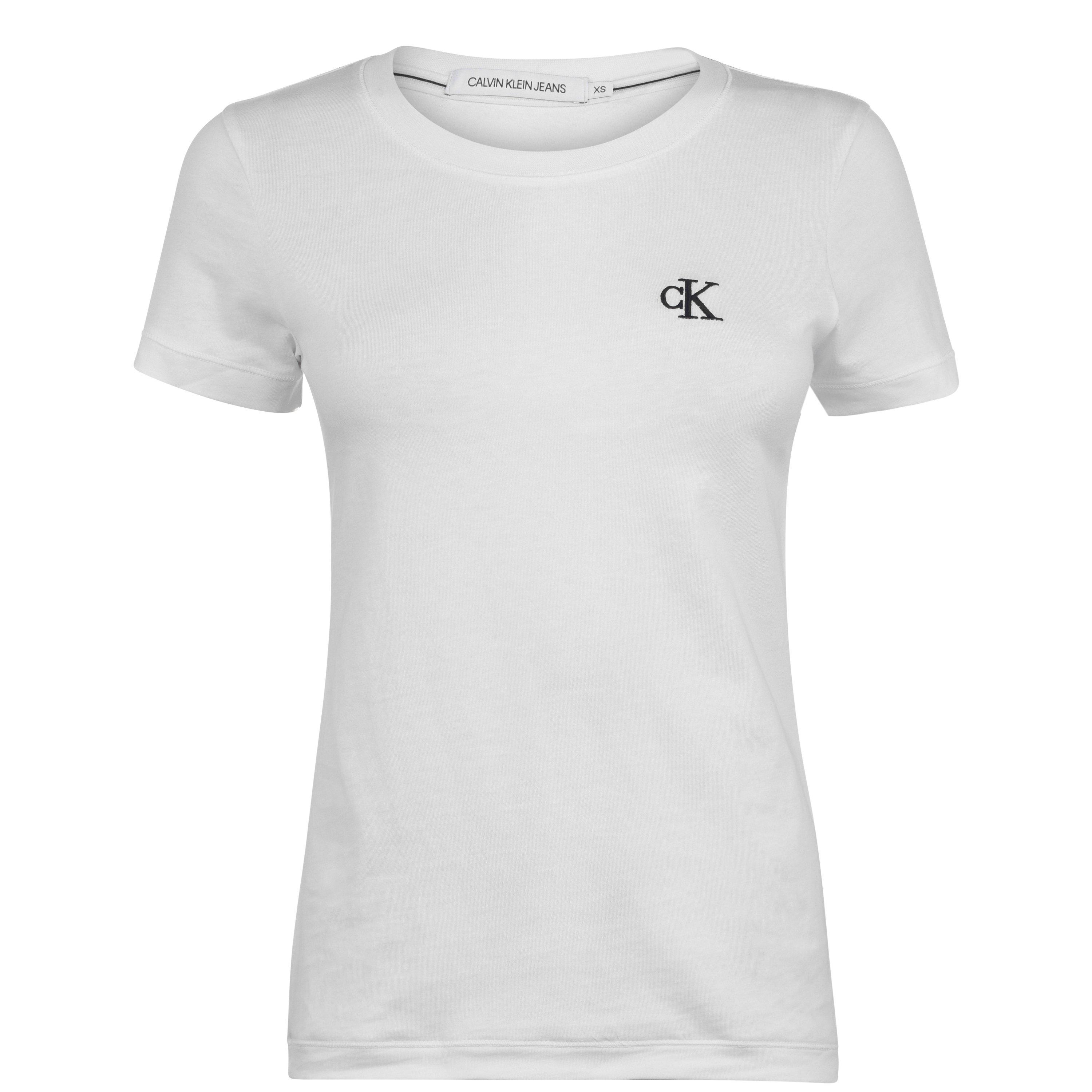 BRIGHT WHITE - Calvin Klein Jeans - Calvin Embroidered Logo Slim Fit T-Shirt - 1