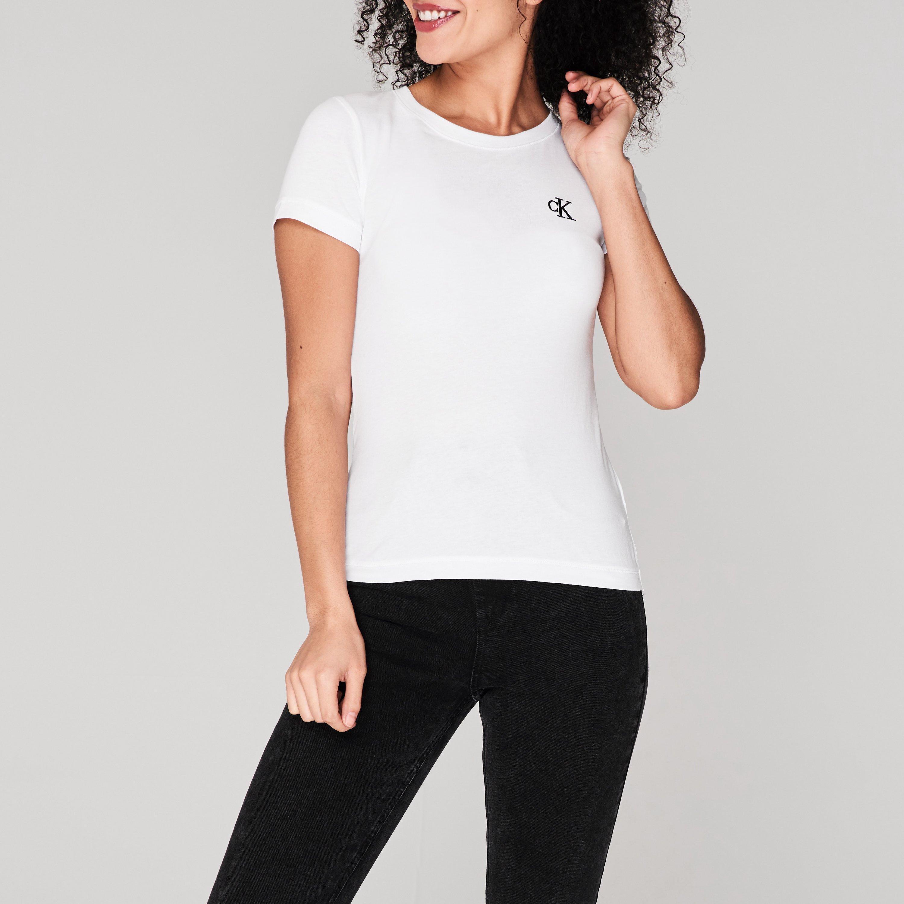 BRIGHT WHITE - Calvin Klein Jeans - Embroidered Logo Slim Fit T-Shirt - 2