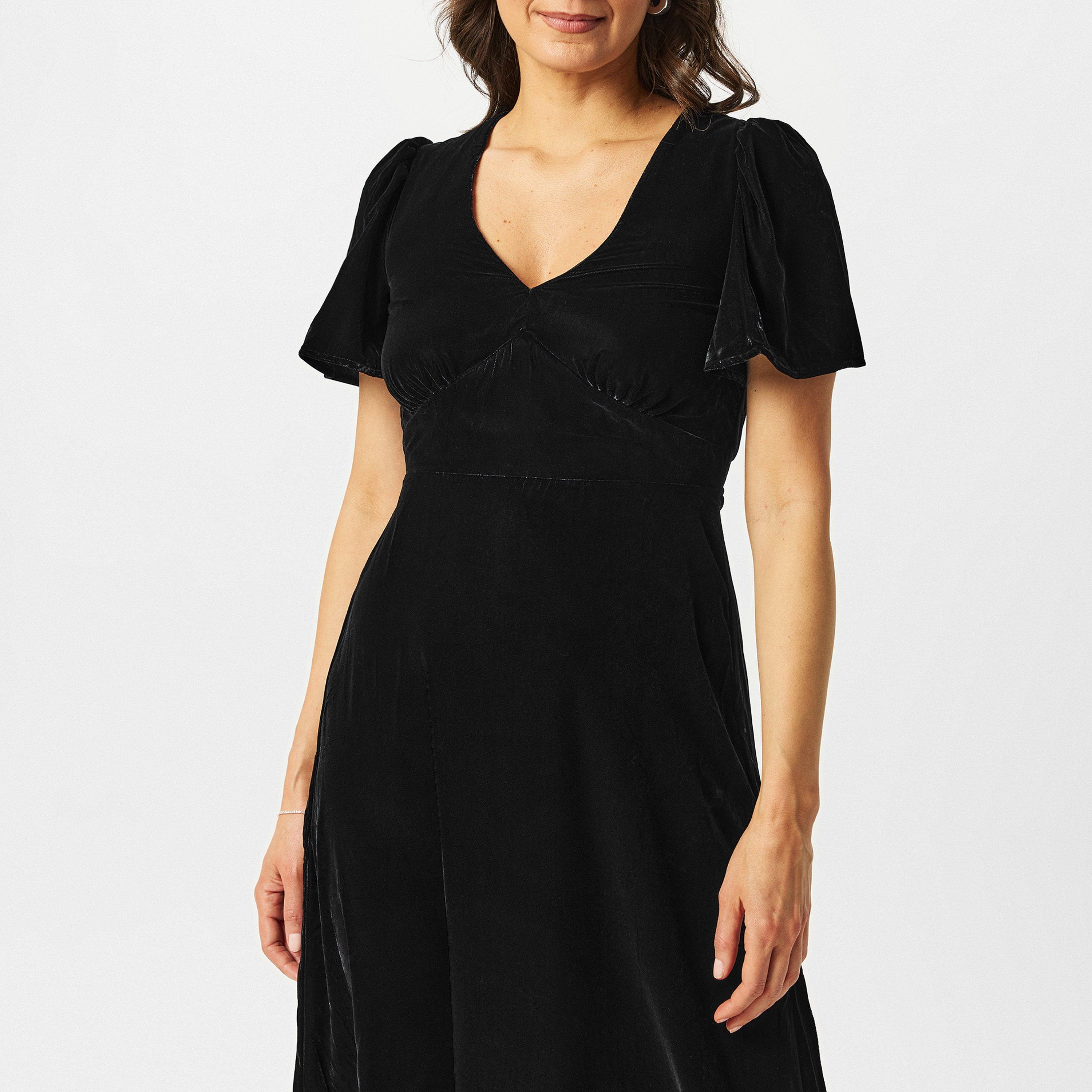 Black - Nobodys Child - Velvet Atlas Midi Dress - 3