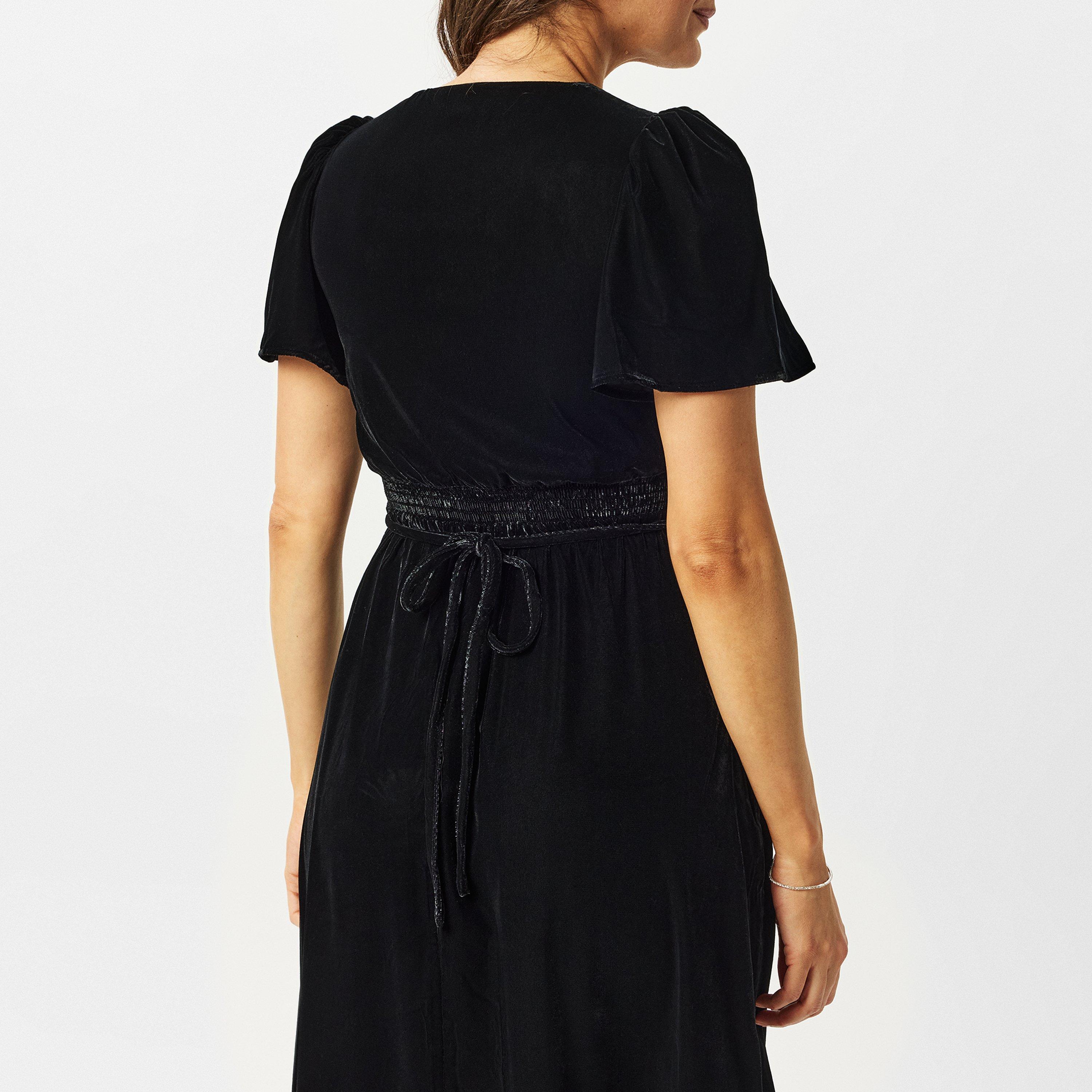 Black - Nobodys Child - Velvet Atlas Midi Dress - 4