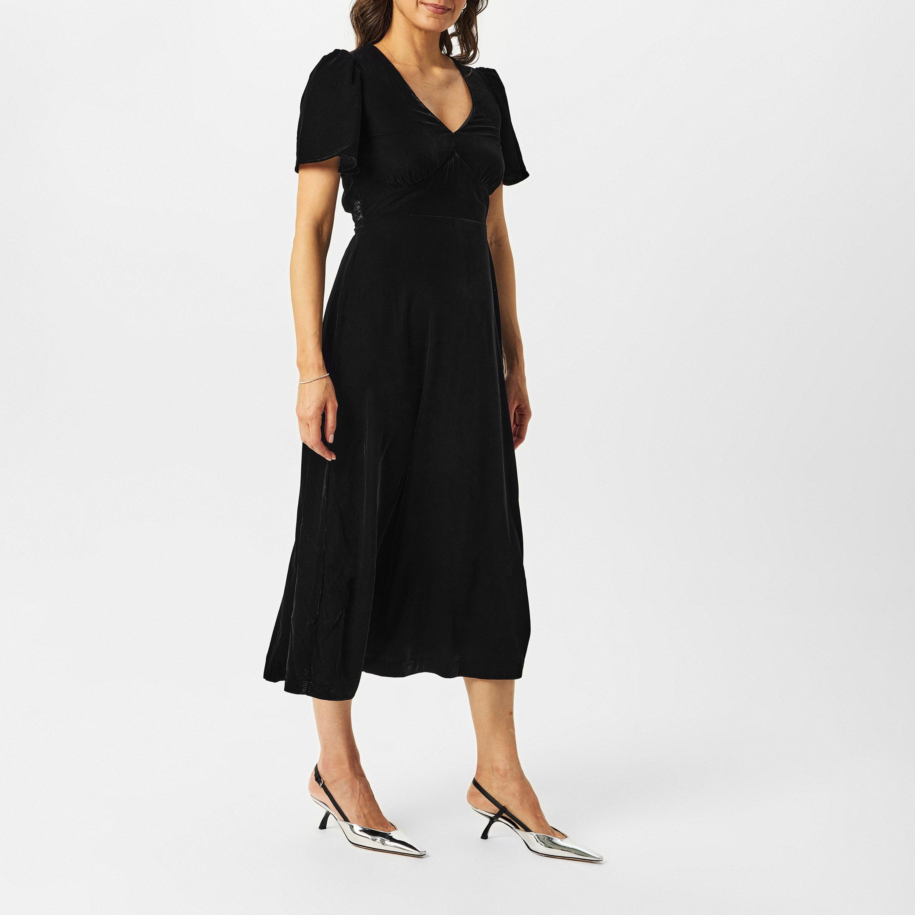 Black - Nobodys Child - Velvet Atlas Midi Dress - 7