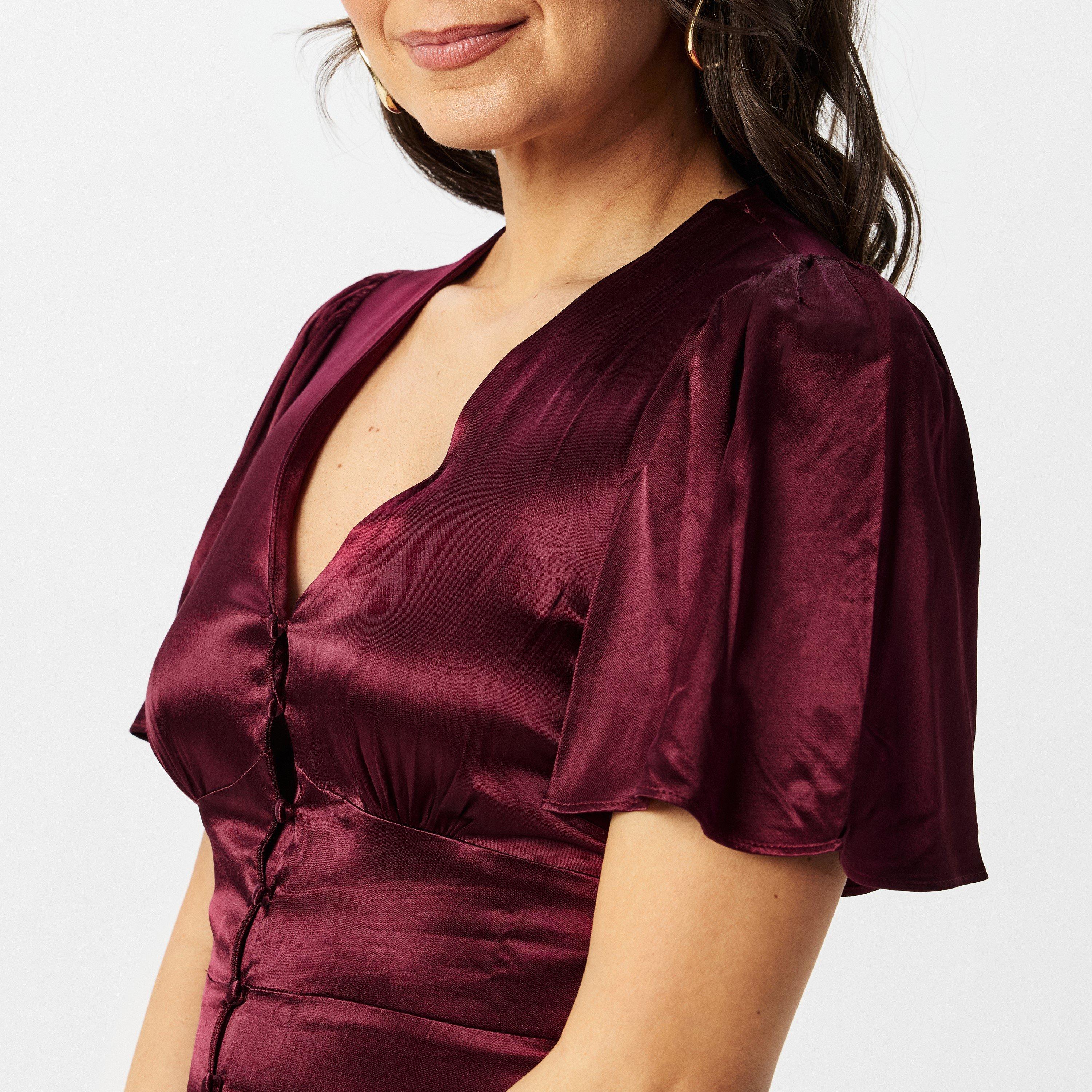 Burgandy - Nobodys Child - Bridesmaid Erin Midi Dress - 5