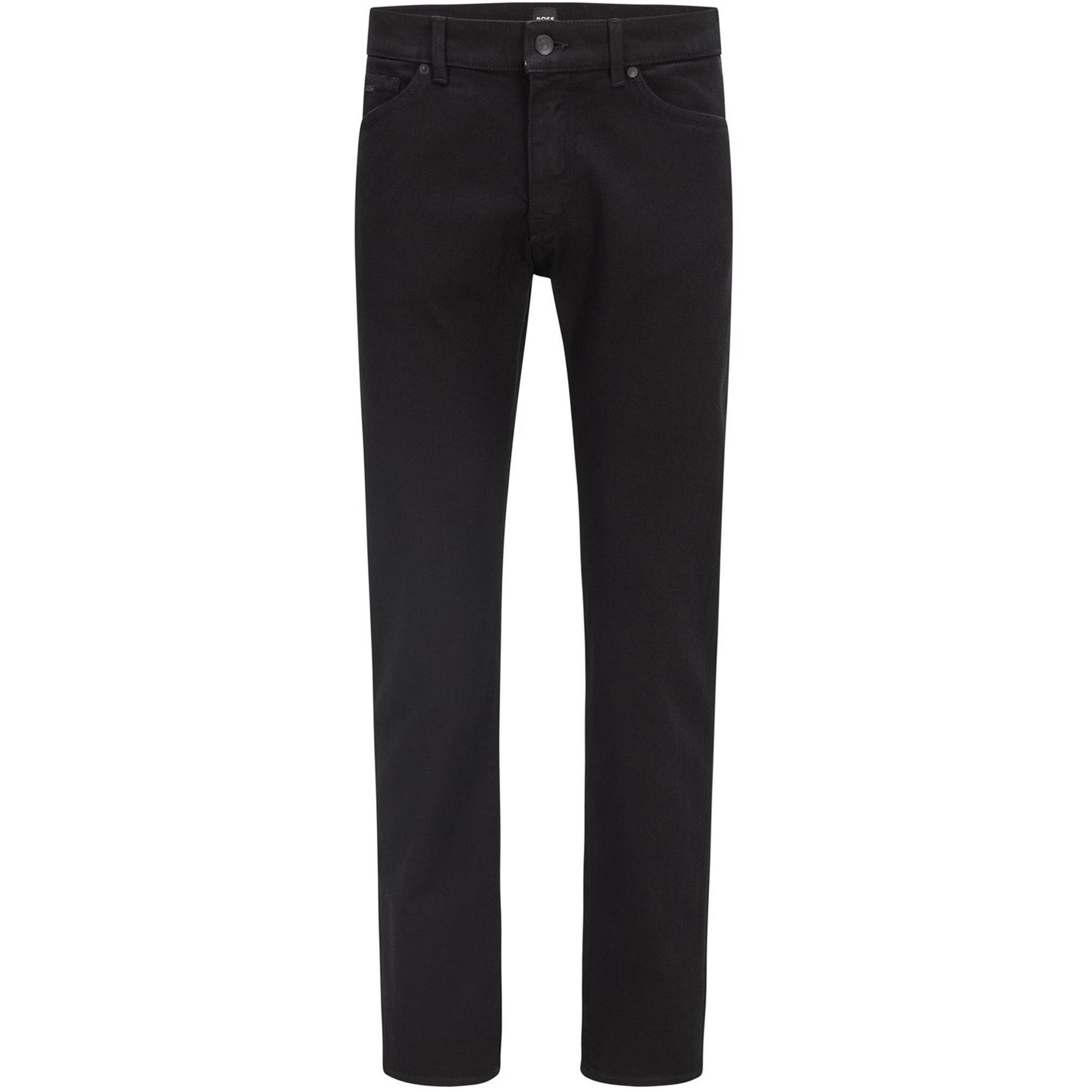 Black - Boss - Men's Maine Regular Mid Rise Straight Leg Jeans - 1