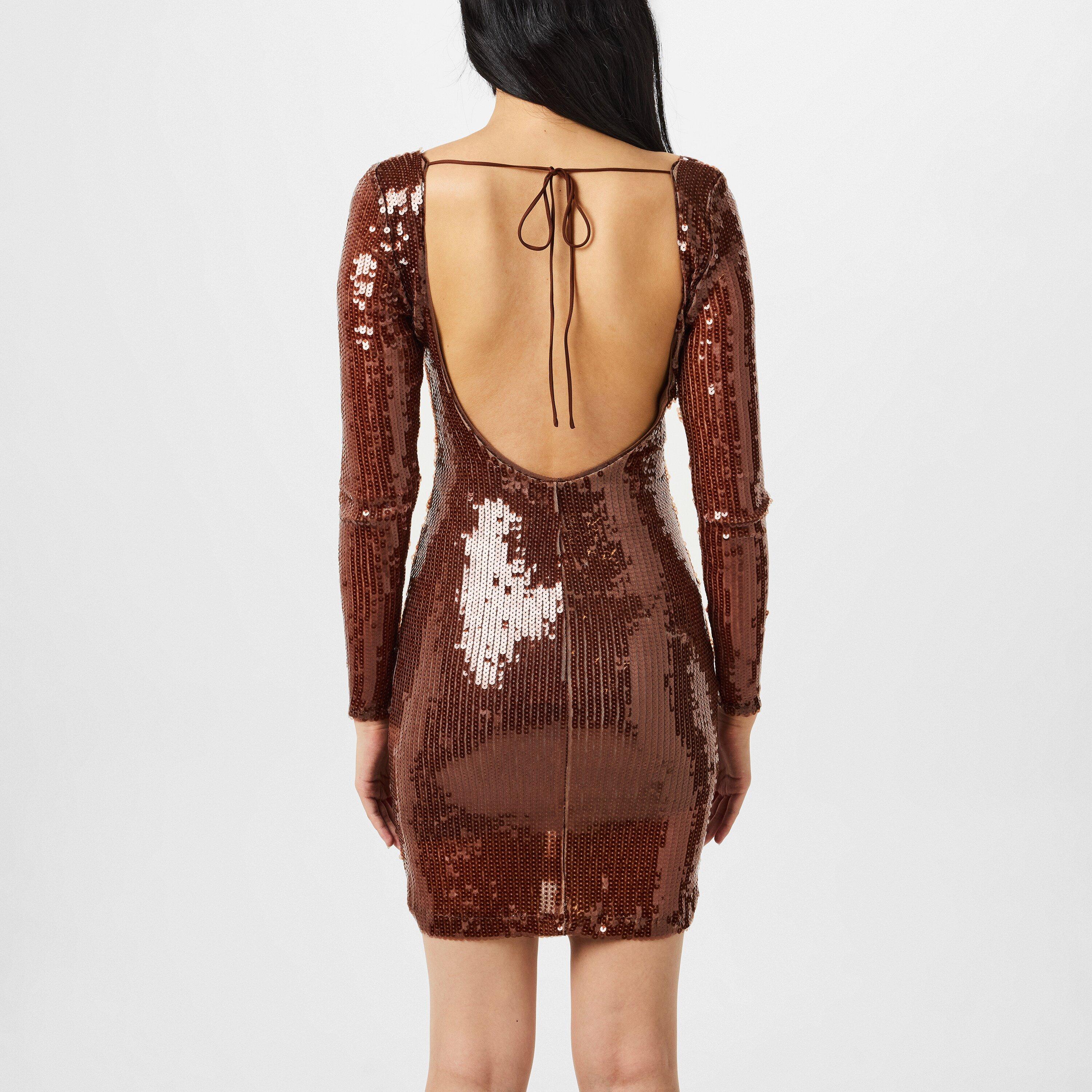 Chocolate - Bardot - Women's Verona Sequin Long Sleeve Mini Dress - 3
