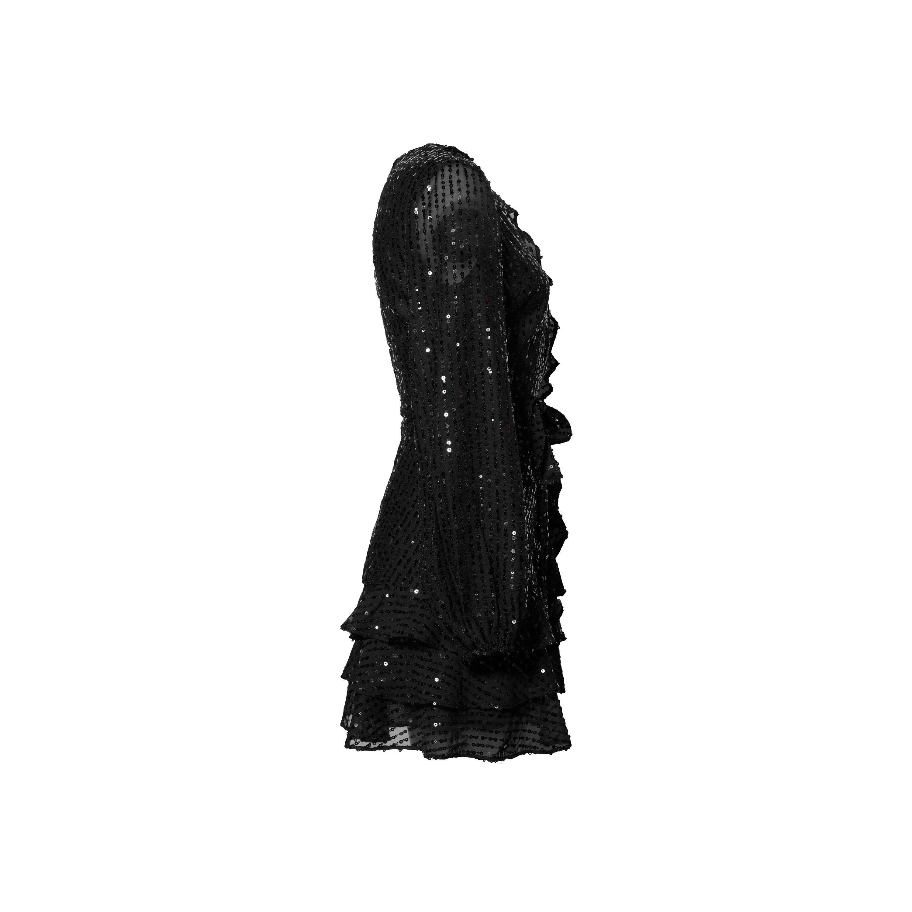 Black - Bardot - Frill Sequin Dress - 7