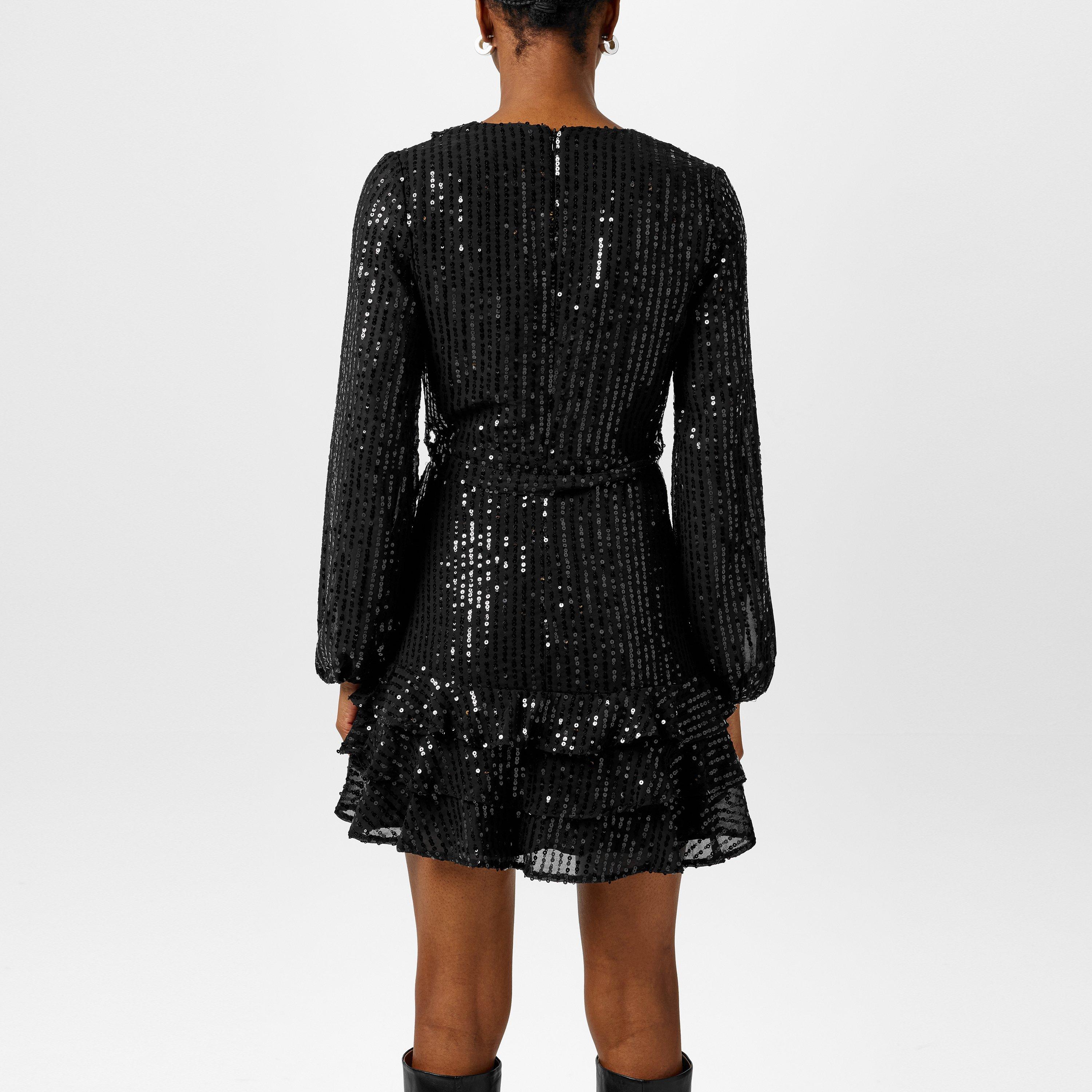 Black - Bardot - Frill Sequin Dress - 3