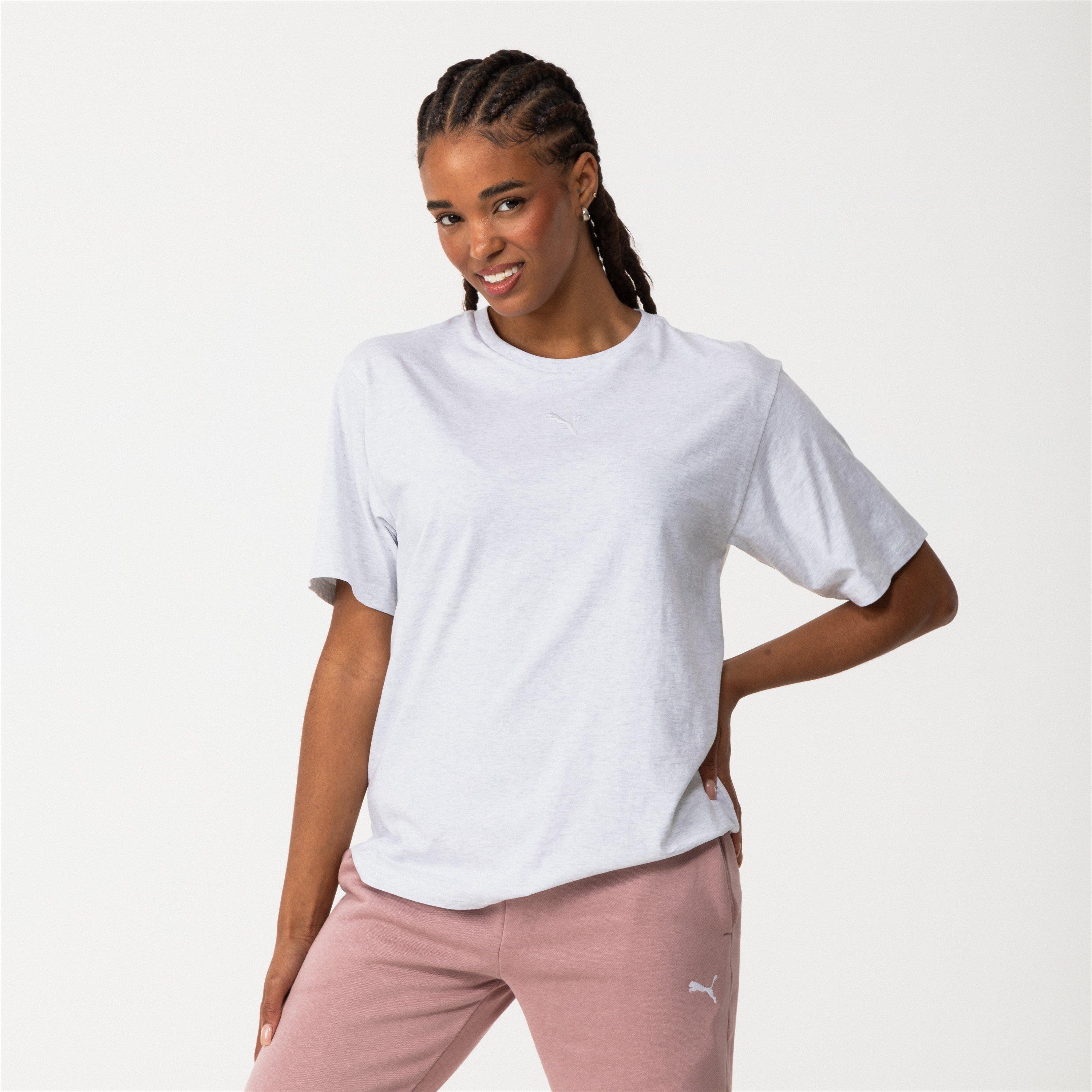 Grey Marl - Puma - Women's Single Cat Boyfriend Oversized T-Shirt - 1