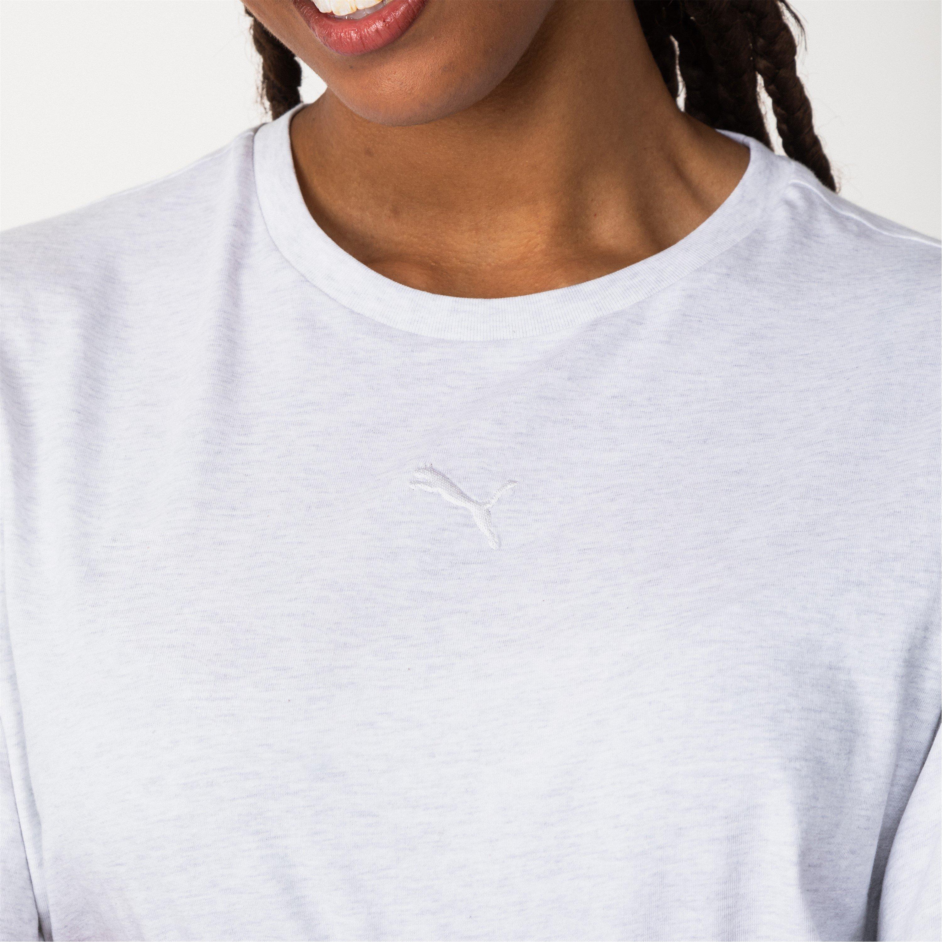 Grey Marl - Puma - Single Cat Boyfriend Oversized T-Shirt - 2