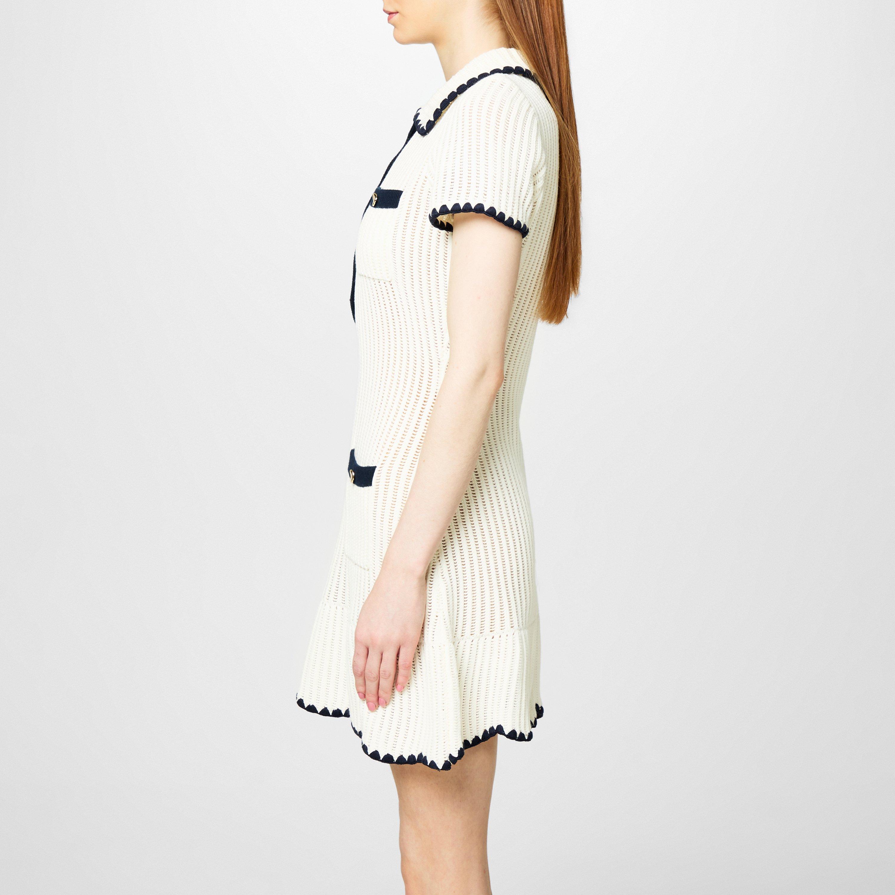 Cream - Self Portrait - Crochet Collared Mini Dress - 2