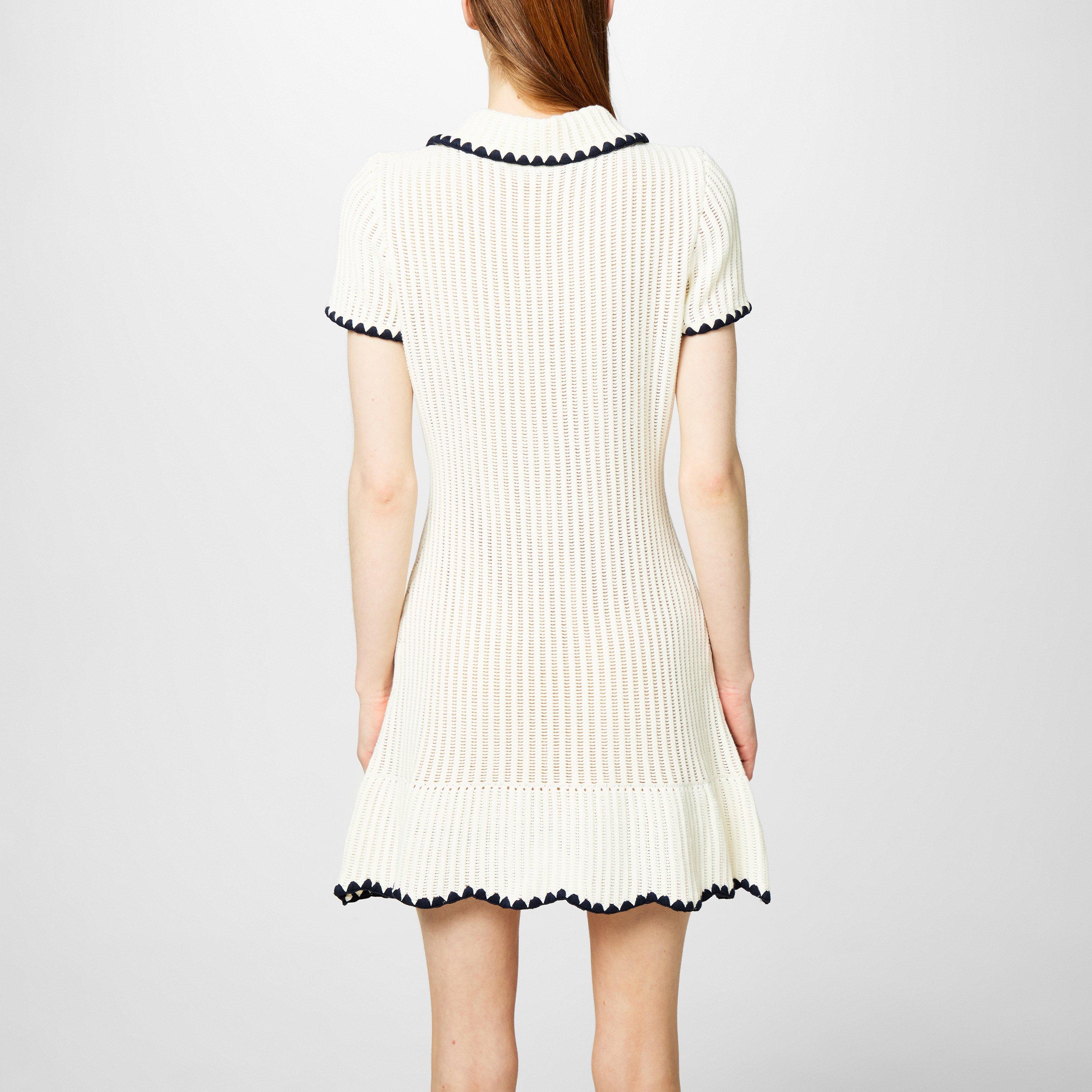 Cream - Self Portrait - Crochet Collared Mini Dress - 3