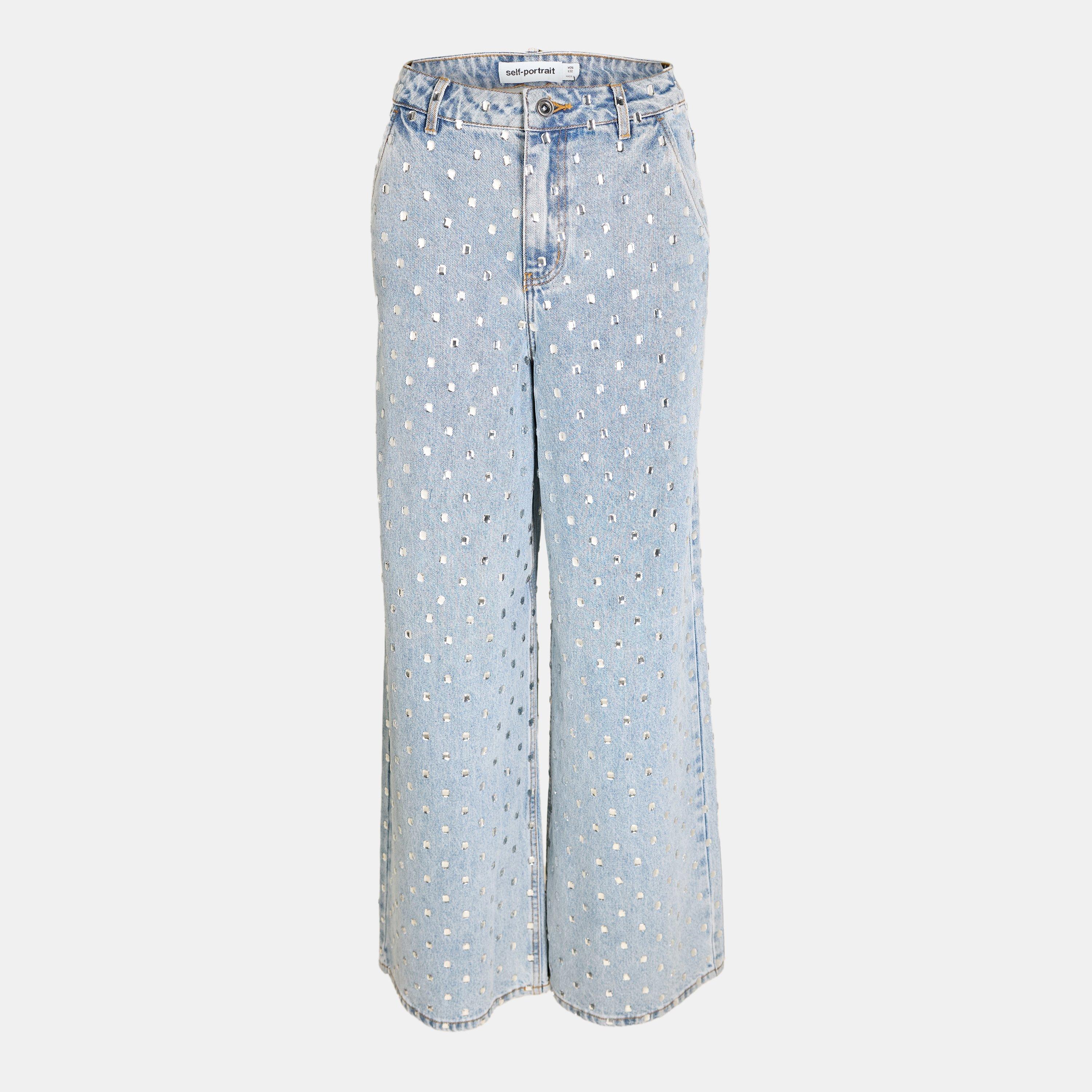 Self Portrait Rhinestone Jean - Light Blue - Size 26 L30