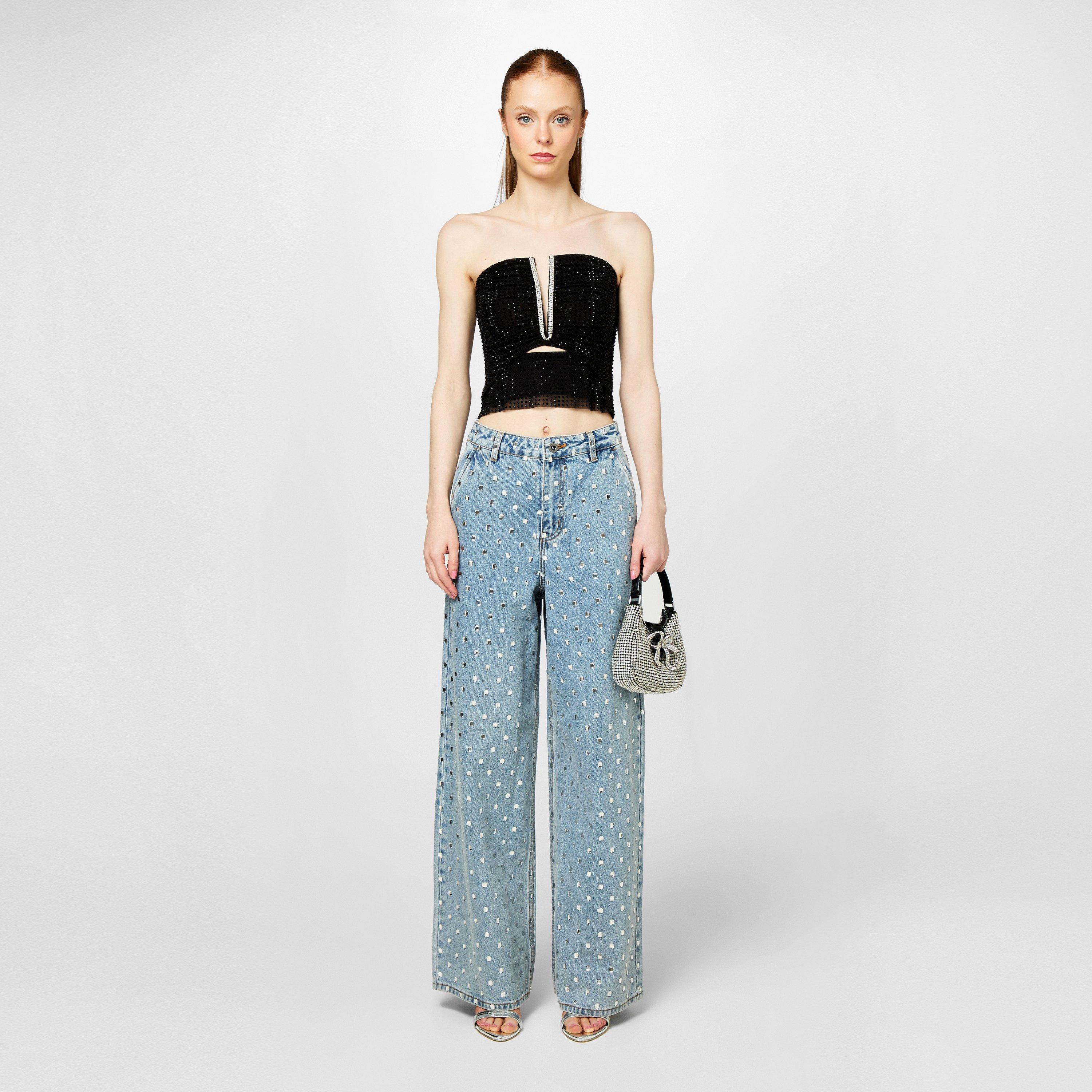 Light Blue - Self Portrait - Rhinestone Jean - 4