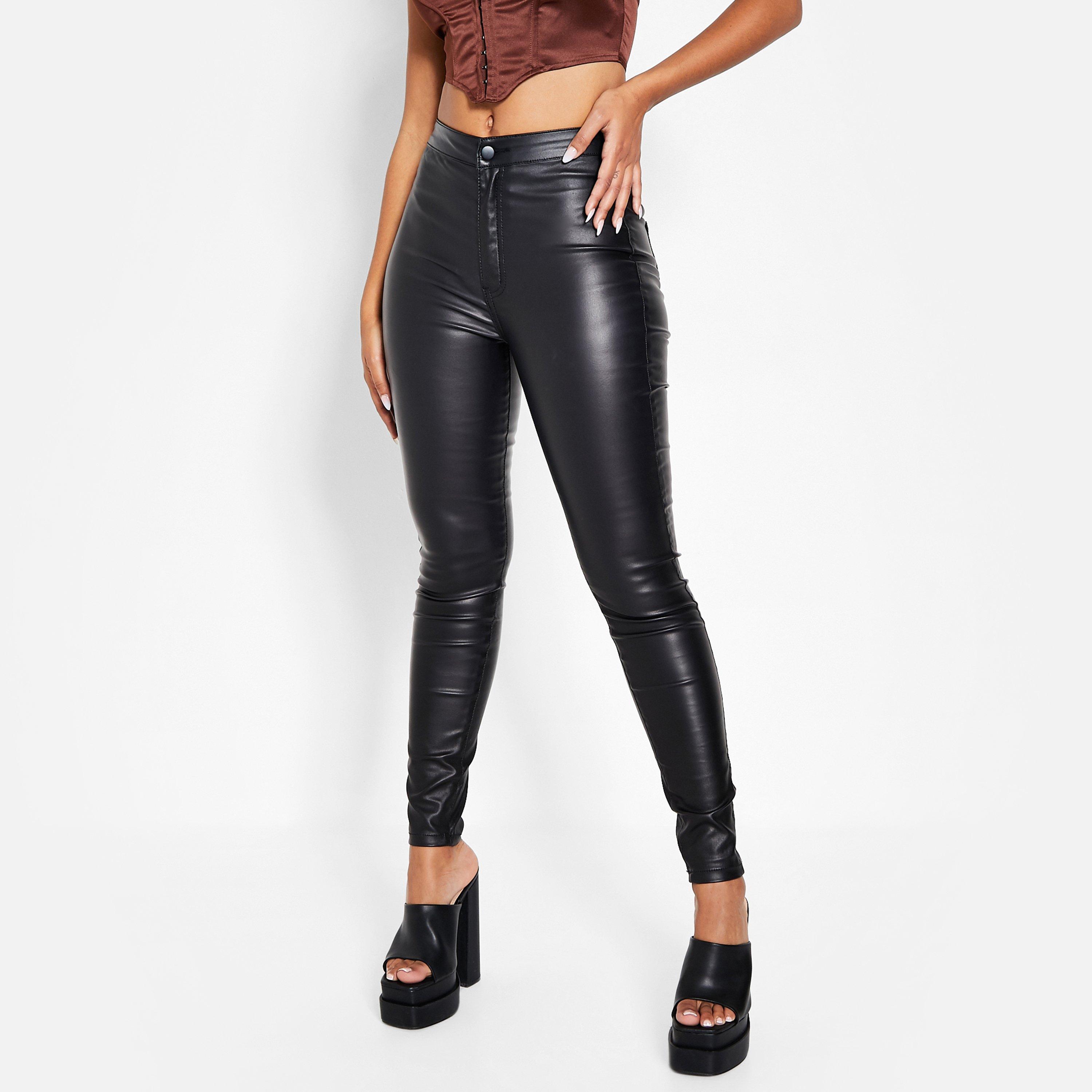 Preto - I Saw It First - ISAWITFIRST High Waisted Coated Skinny Jeans - 4