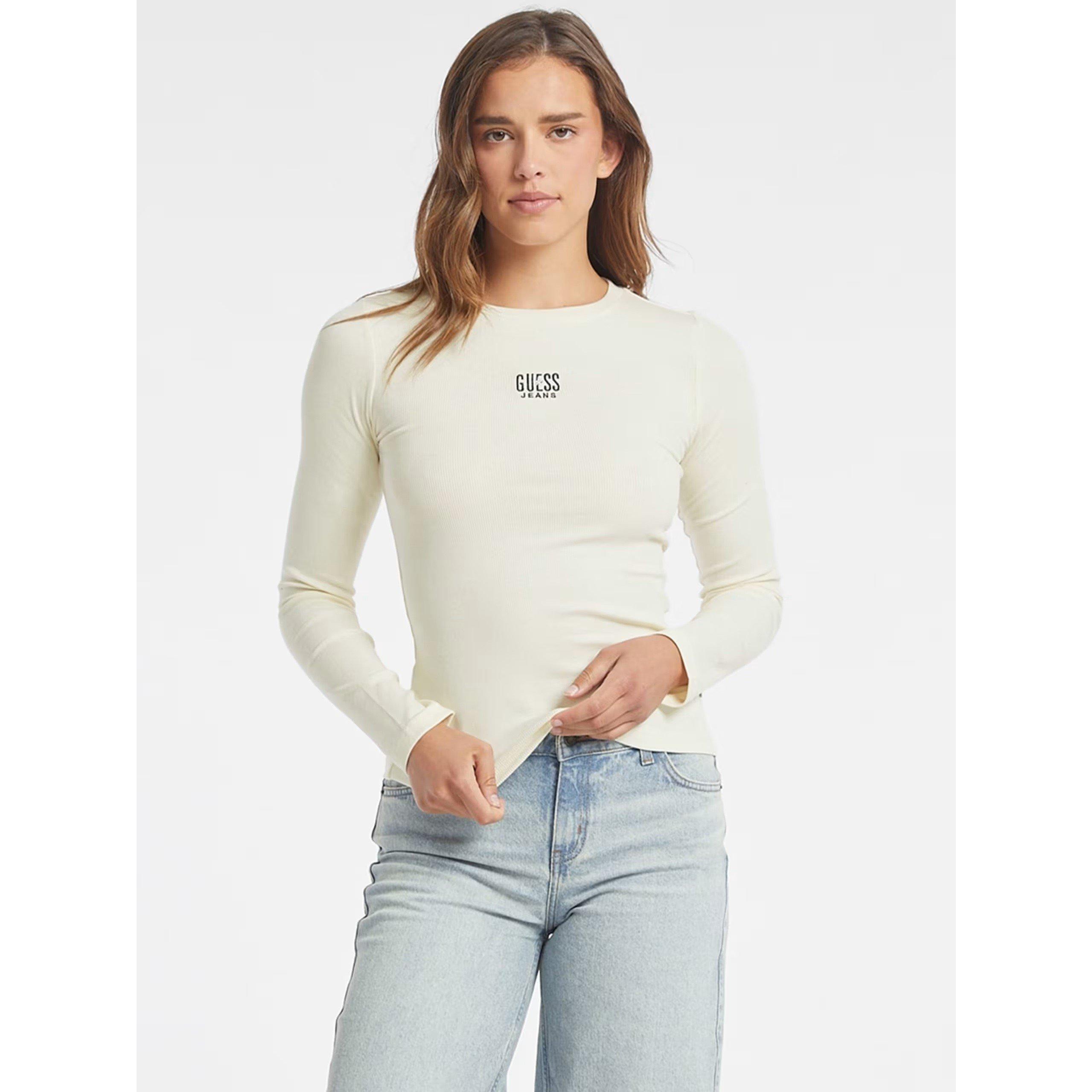 Guess Long Sleeve Embroidered Logo T-Shirt Long Sleeve T