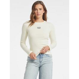 Guess Long Sleeve Embroidered Logo T Shirt