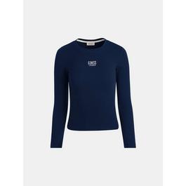 Guess Long Sleeve Embroidered Logo T Shirt