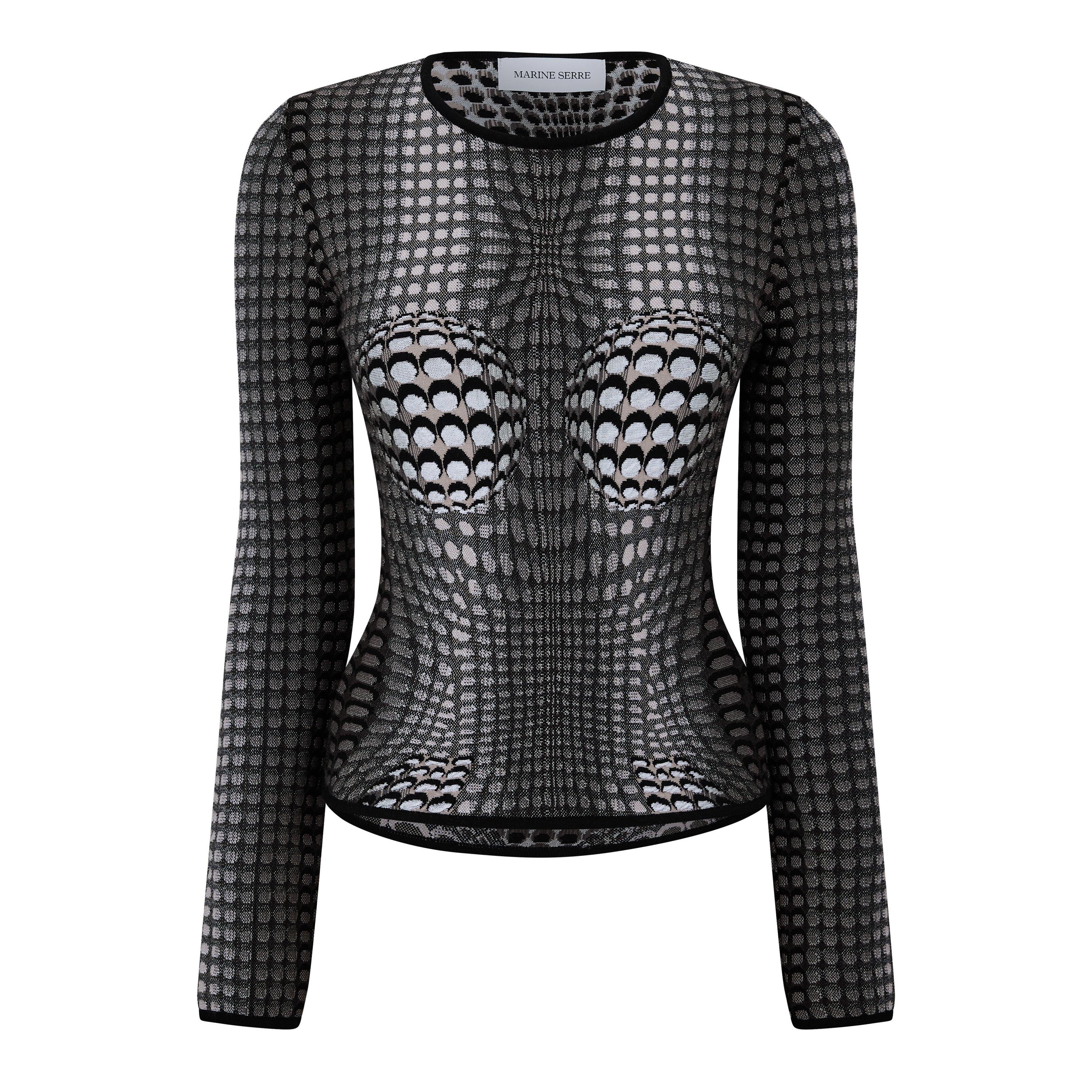 Stone Grey - Marine Serre - Moon Jacquard Knit Top - 5