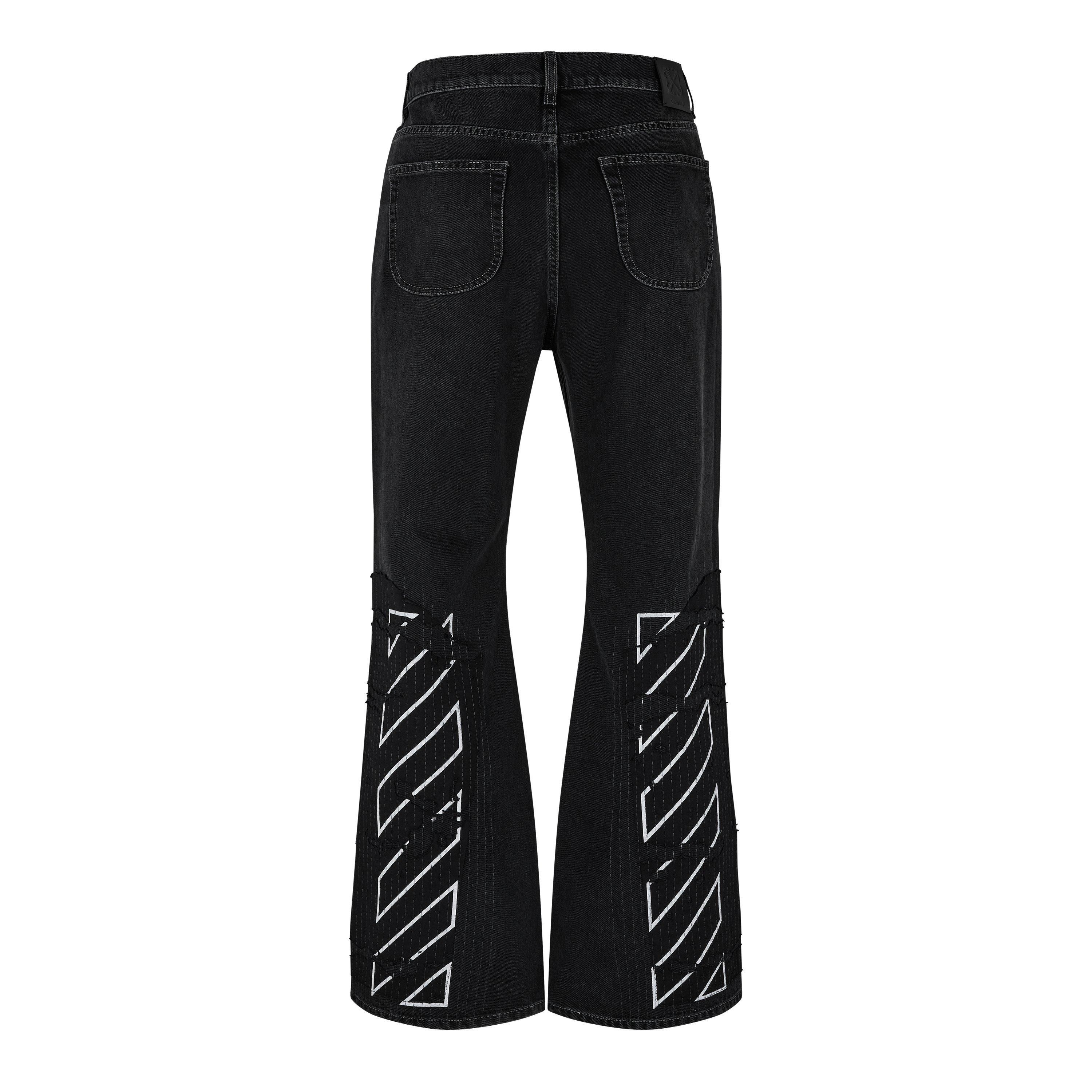 Vintage Black - Off White - Men's Flare Distressed Patchwork Jeans - 2