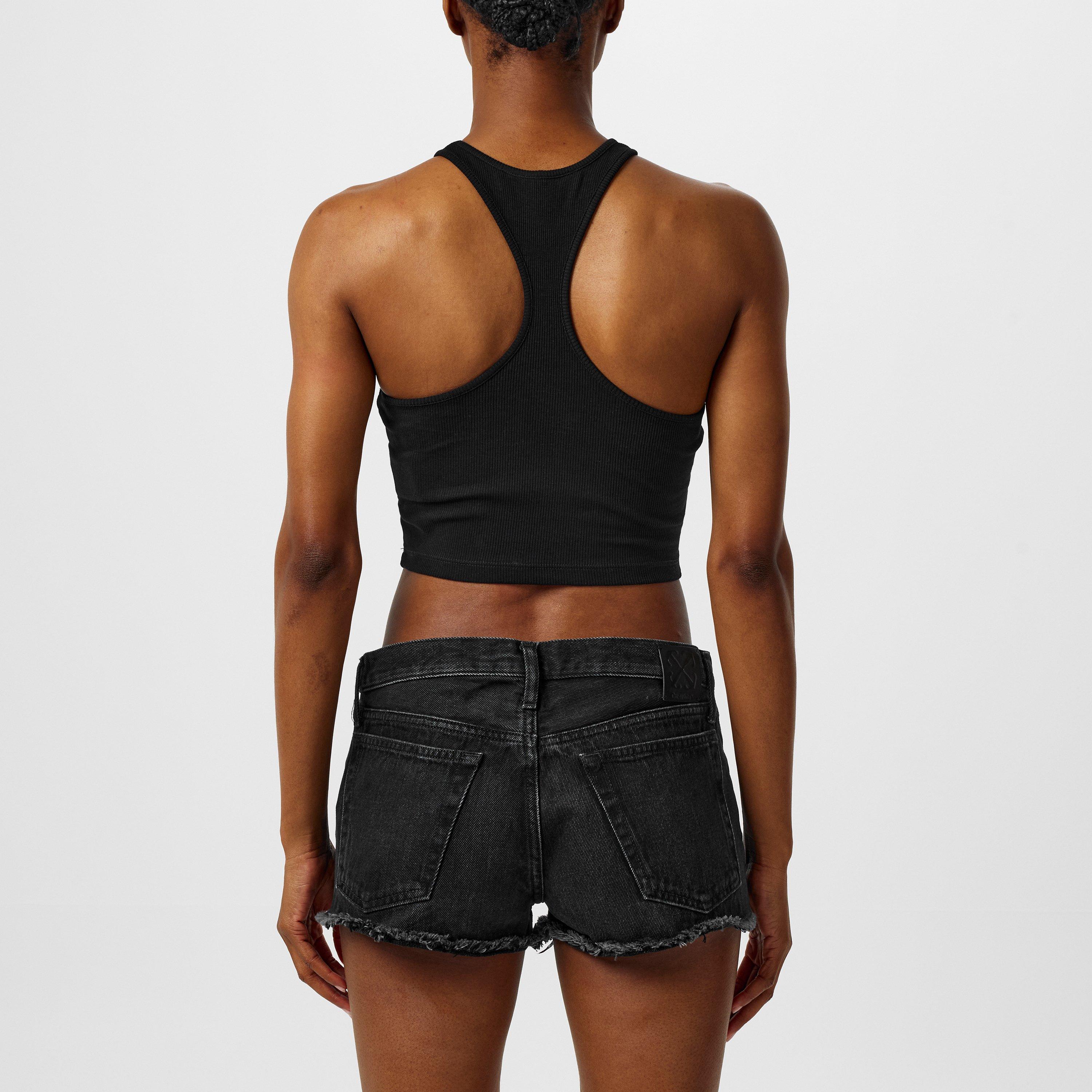 Black 1001 - Off White - Women's Stamp Cropped Vest, Pride OFF Slogan Print - 3