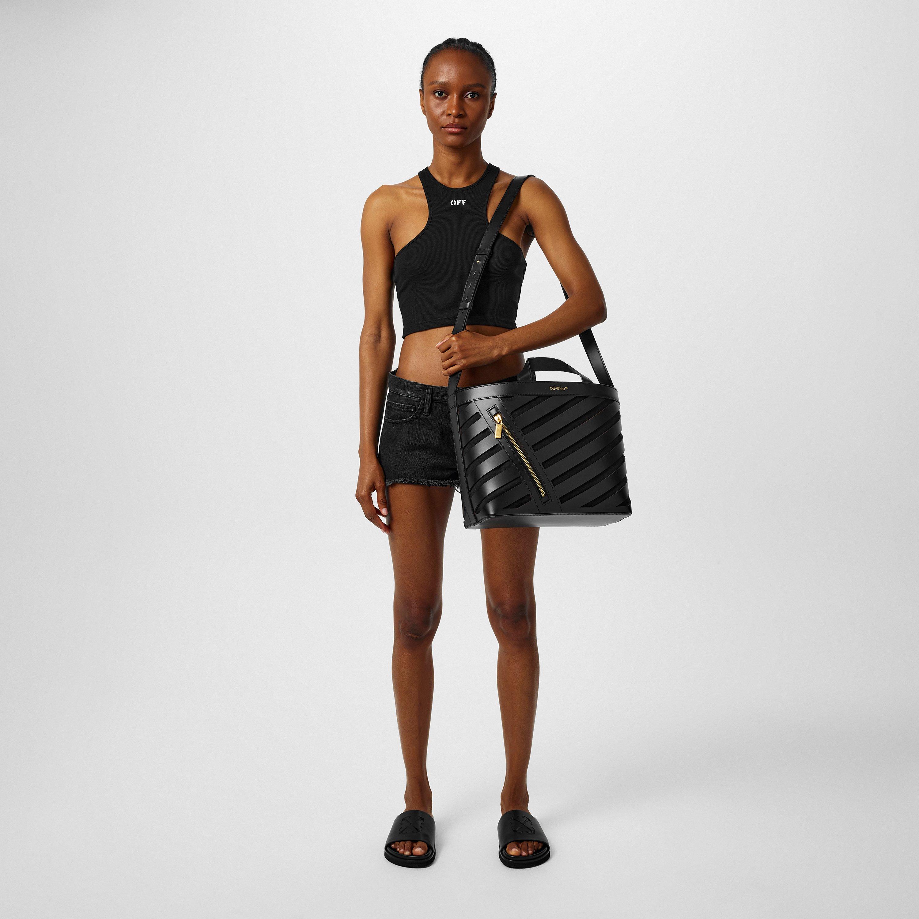 Black 1001 - Off White - Women's Stamp Cotton Sleeveless Round Neck Crop Top - 6