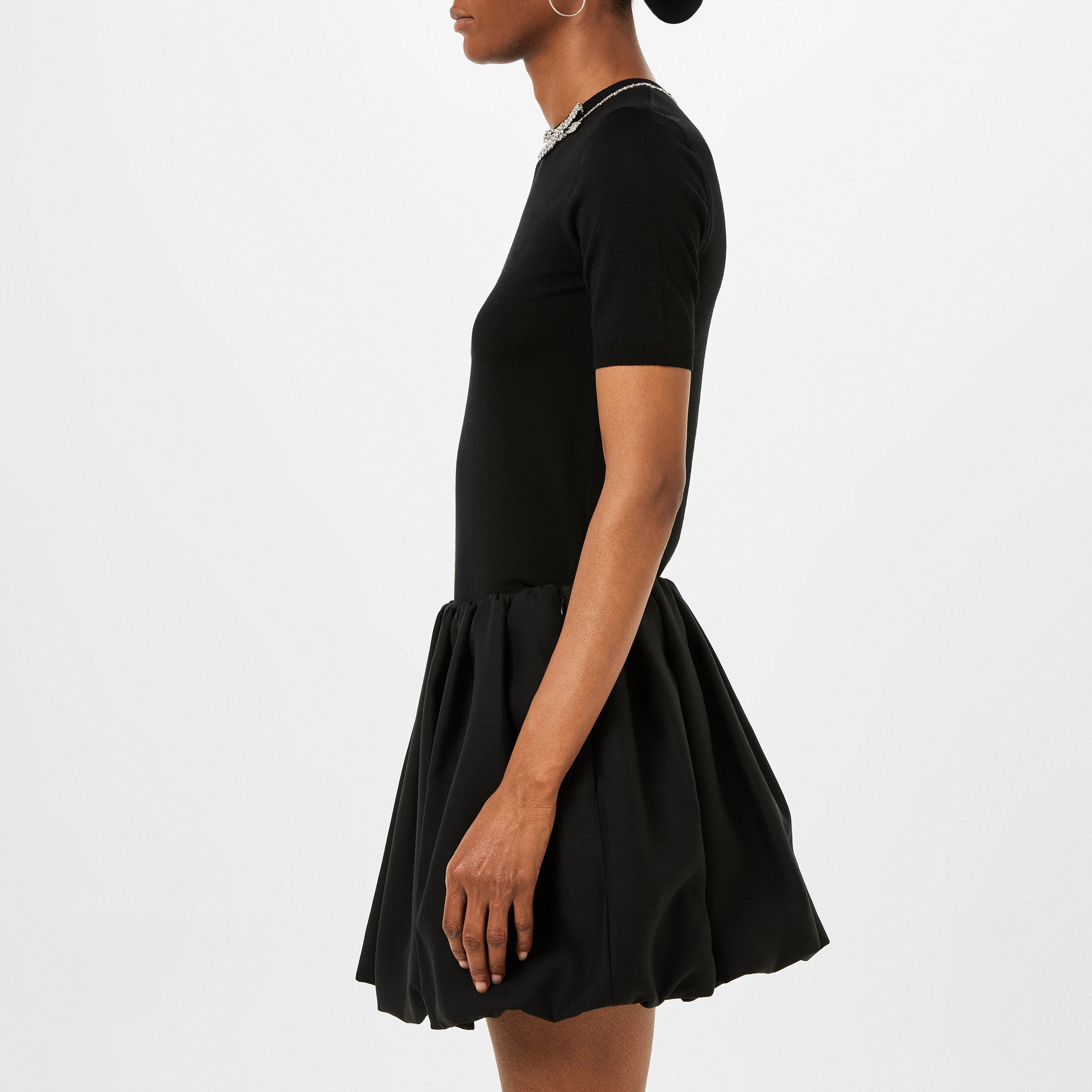 Nero - Valentino - Women's Embroidered Wool Fitted Top - 5