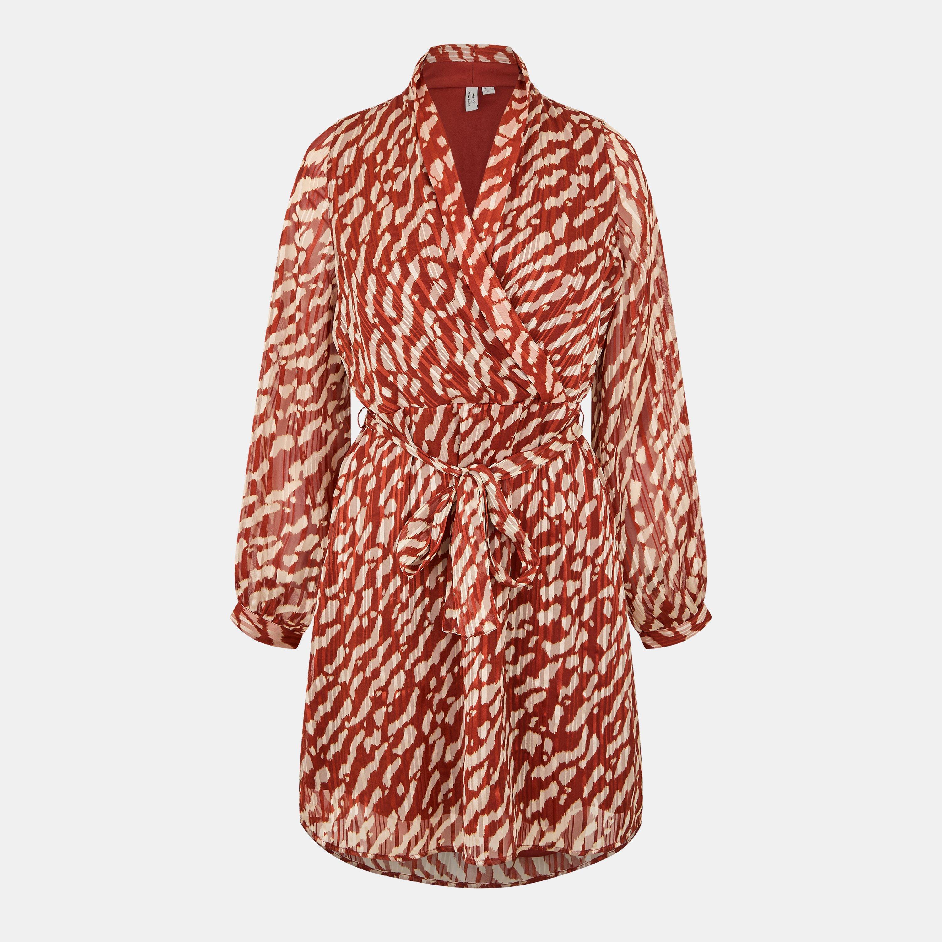 Vero Moda Women's Patterned Wrap Dress - Fired Brick - 6 (XS)
