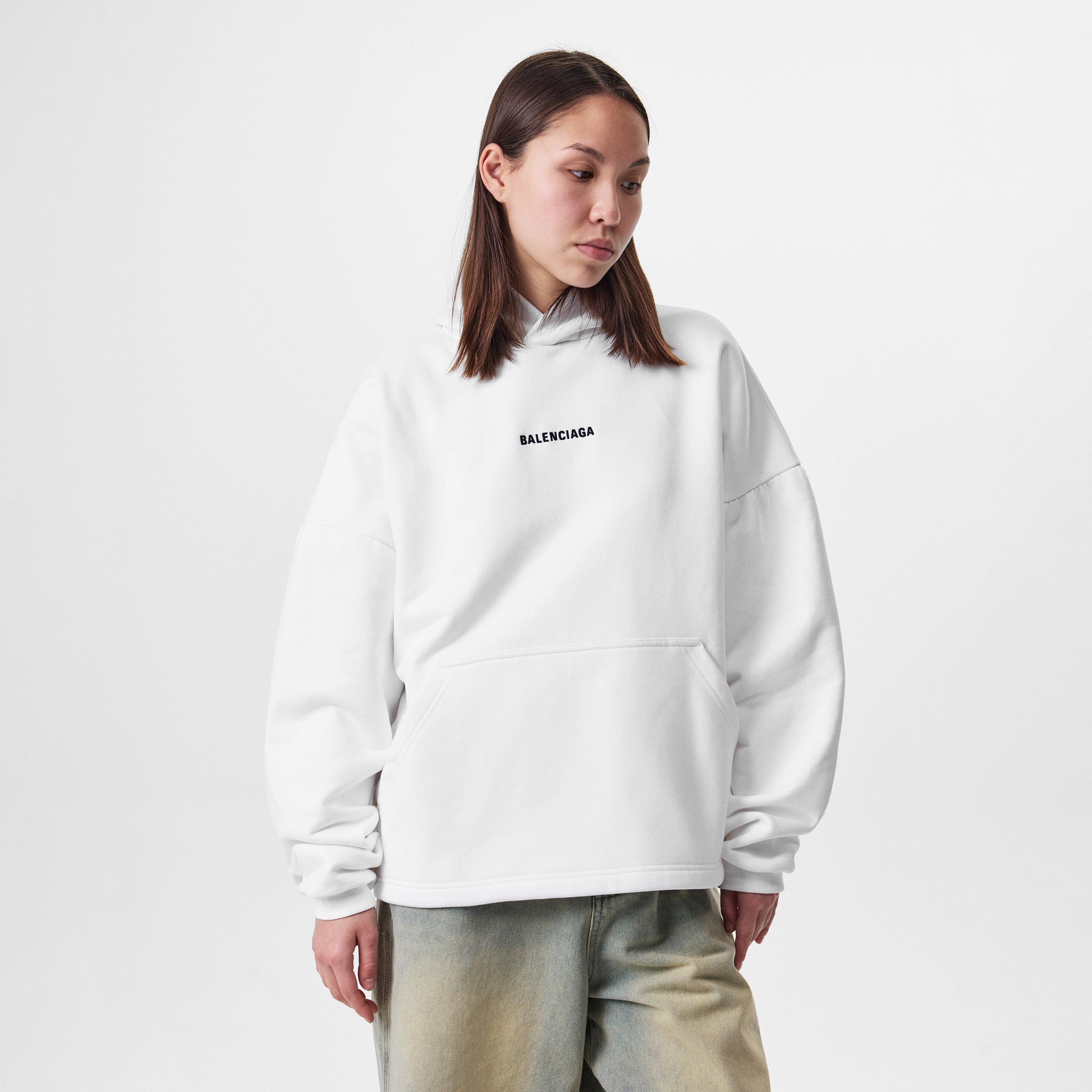 White/Black - Balenciaga - Logo Hoodie - 3
