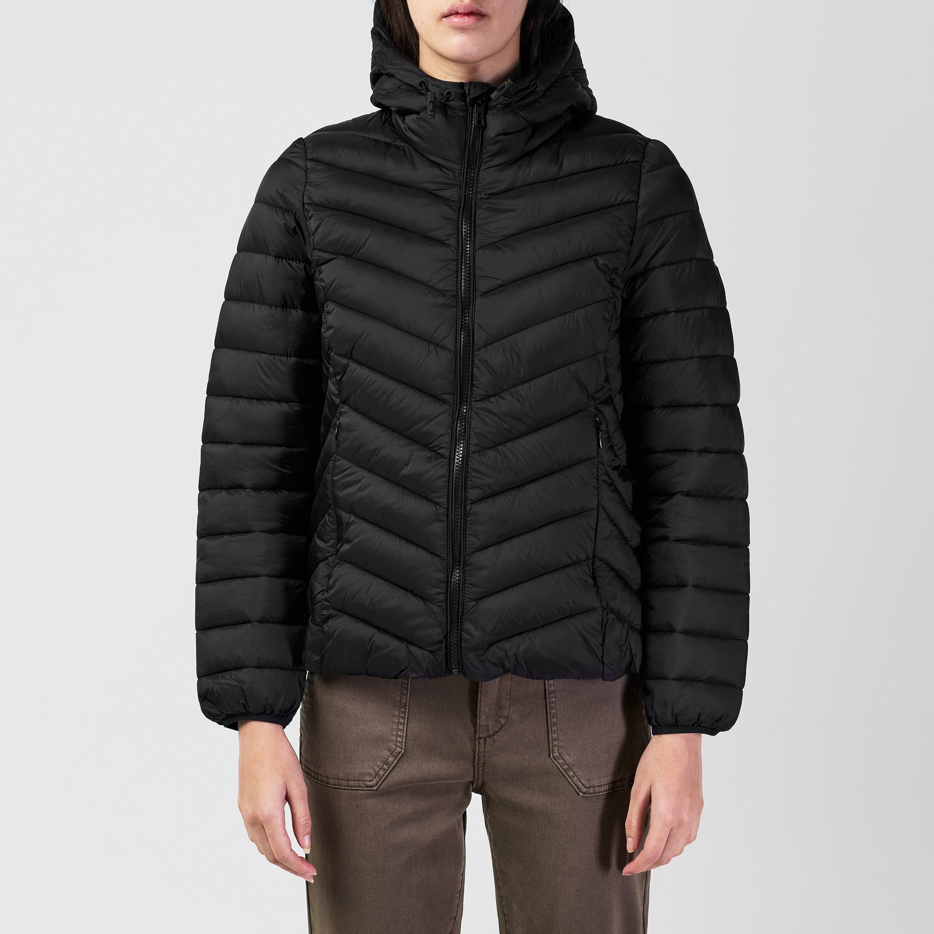 Black - SoulCal - Womens Micro Bubble Long Sleeve Short Puffer Jacket - 1