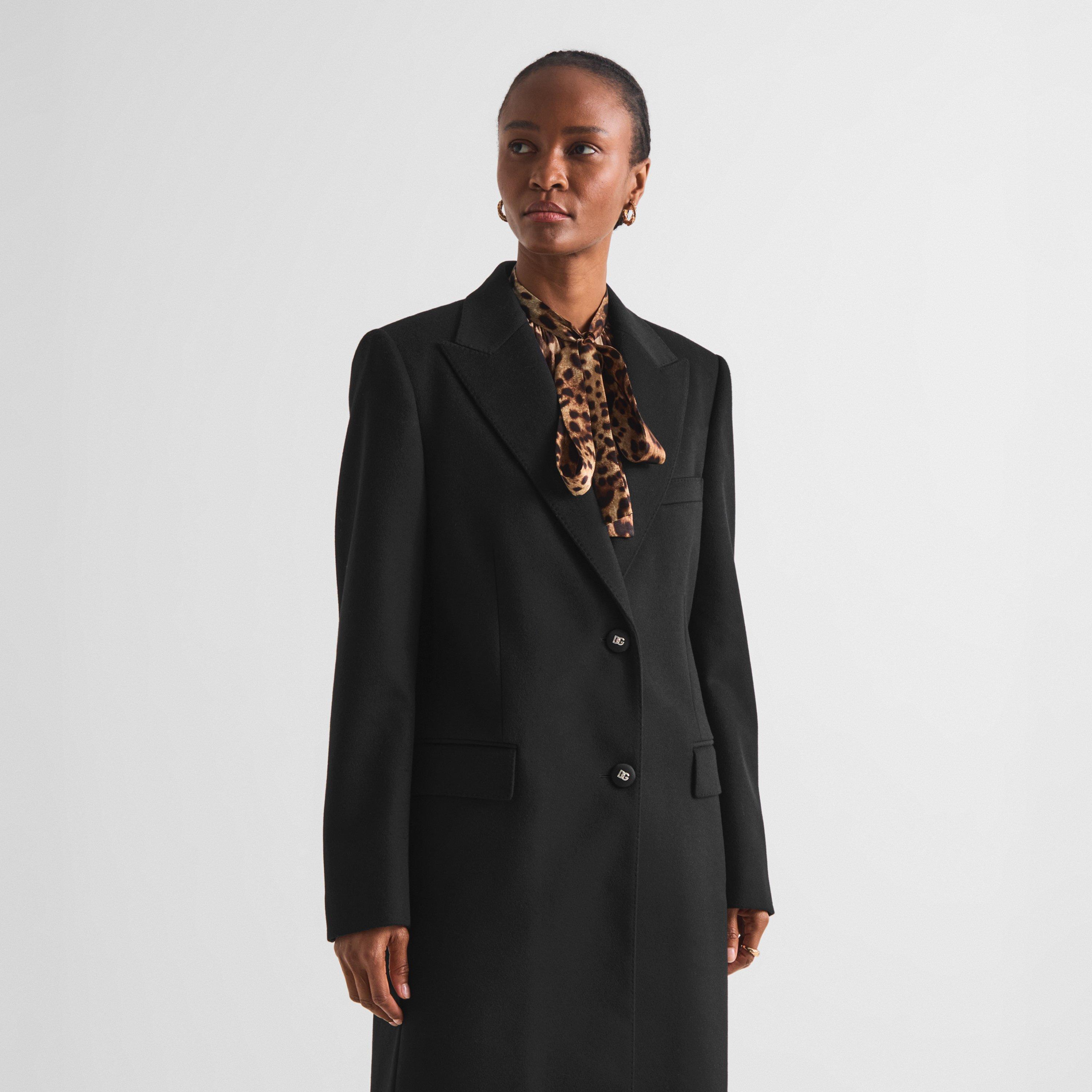 Nero - Dolce and Gabbana - Women's Wool Tailored-Fit Formal Coat - 3