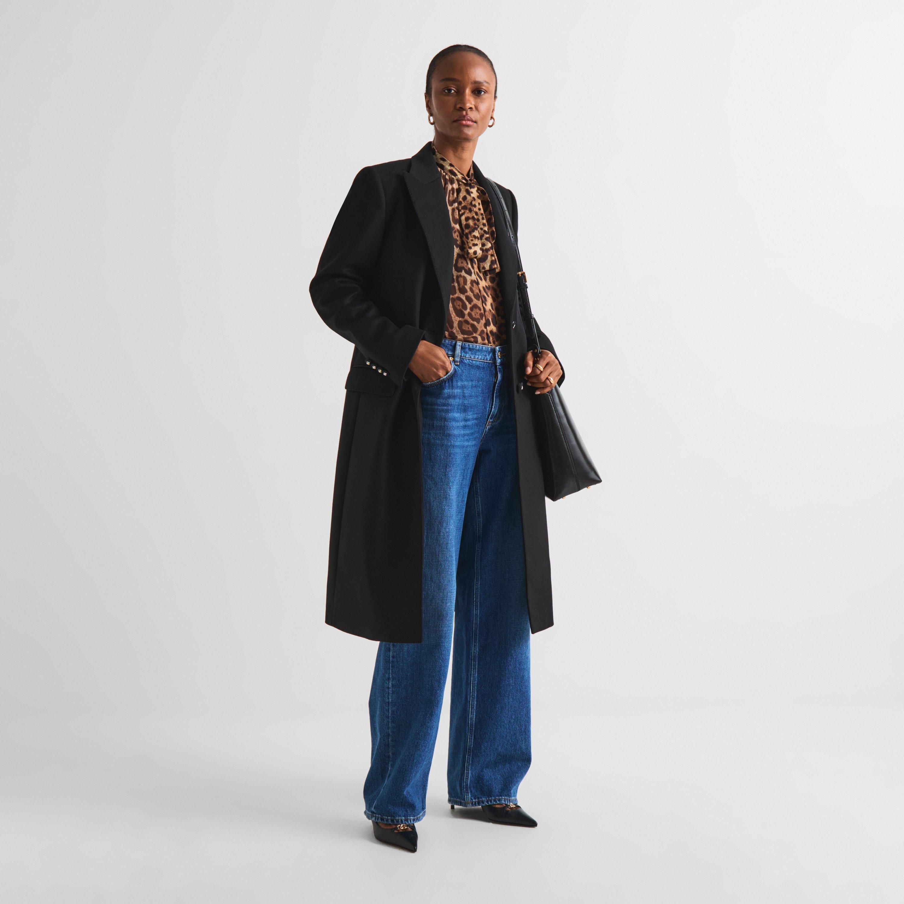 Nero - Dolce and Gabbana - Women's Wool Tailored-Fit Formal Coat - 6