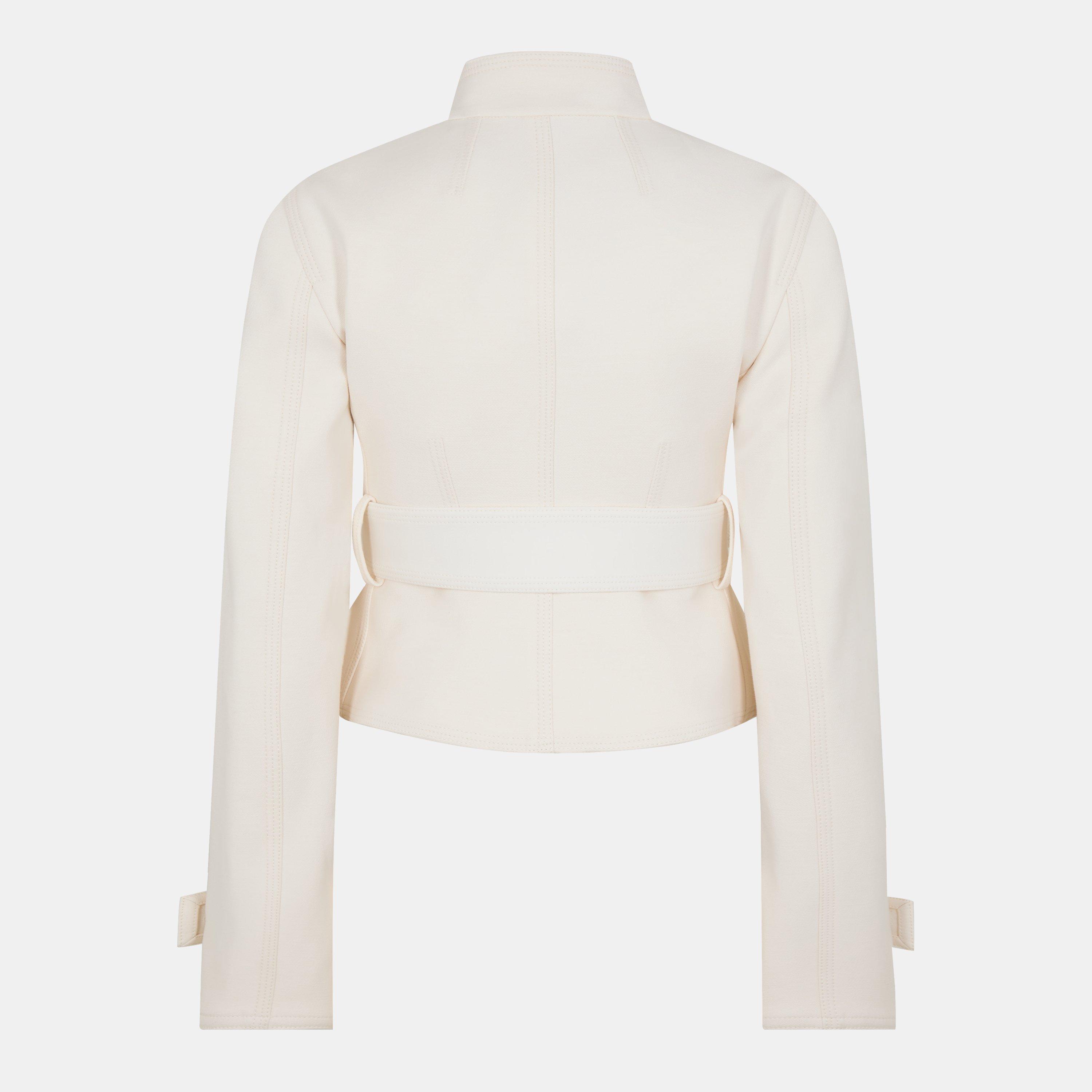 White - Burberry - Women's  Cotton Funnel Neck Long Sleeve Quilted Jacket - 2