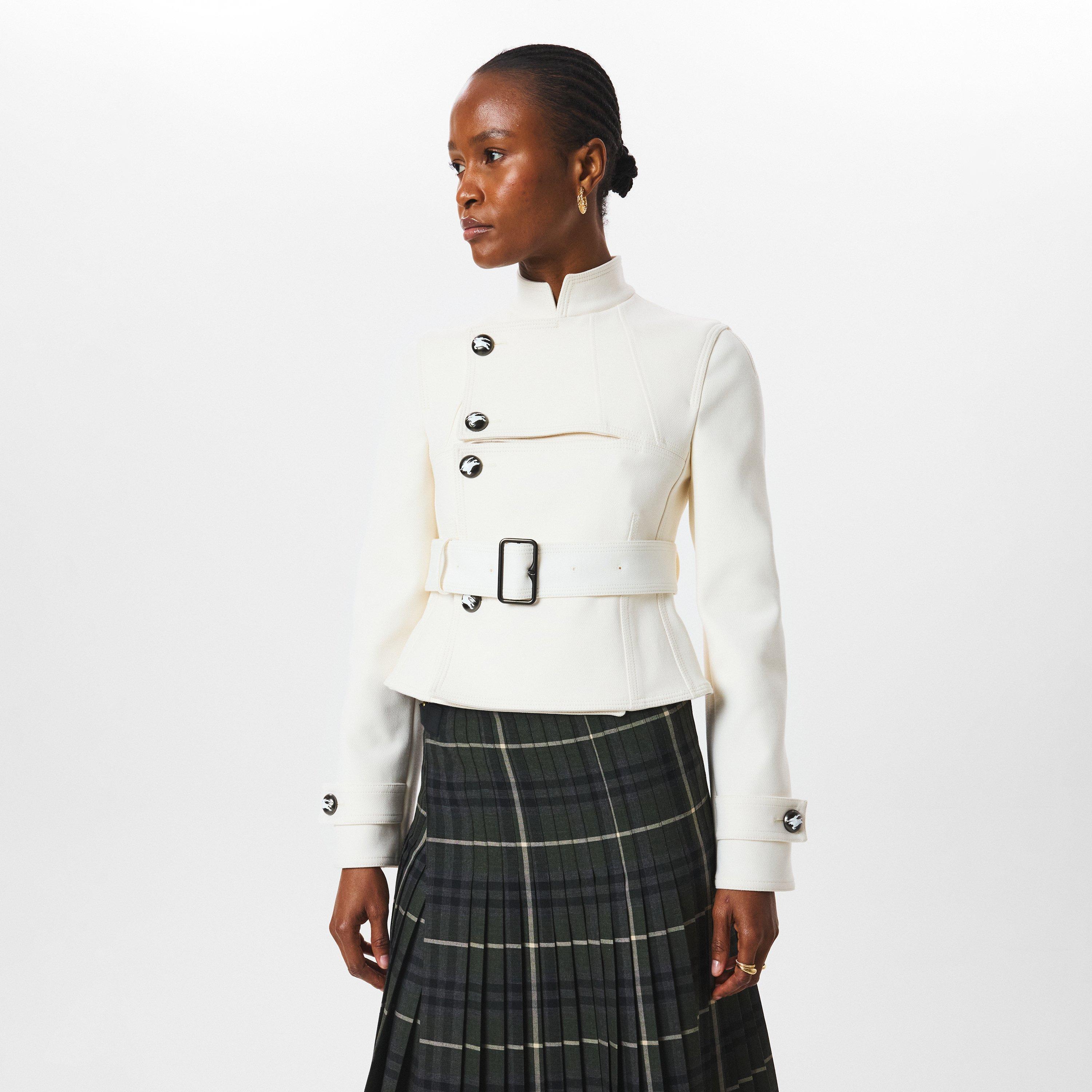 White - Burberry - Women's  Cotton Funnel Neck Long Sleeve Quilted Jacket - 3