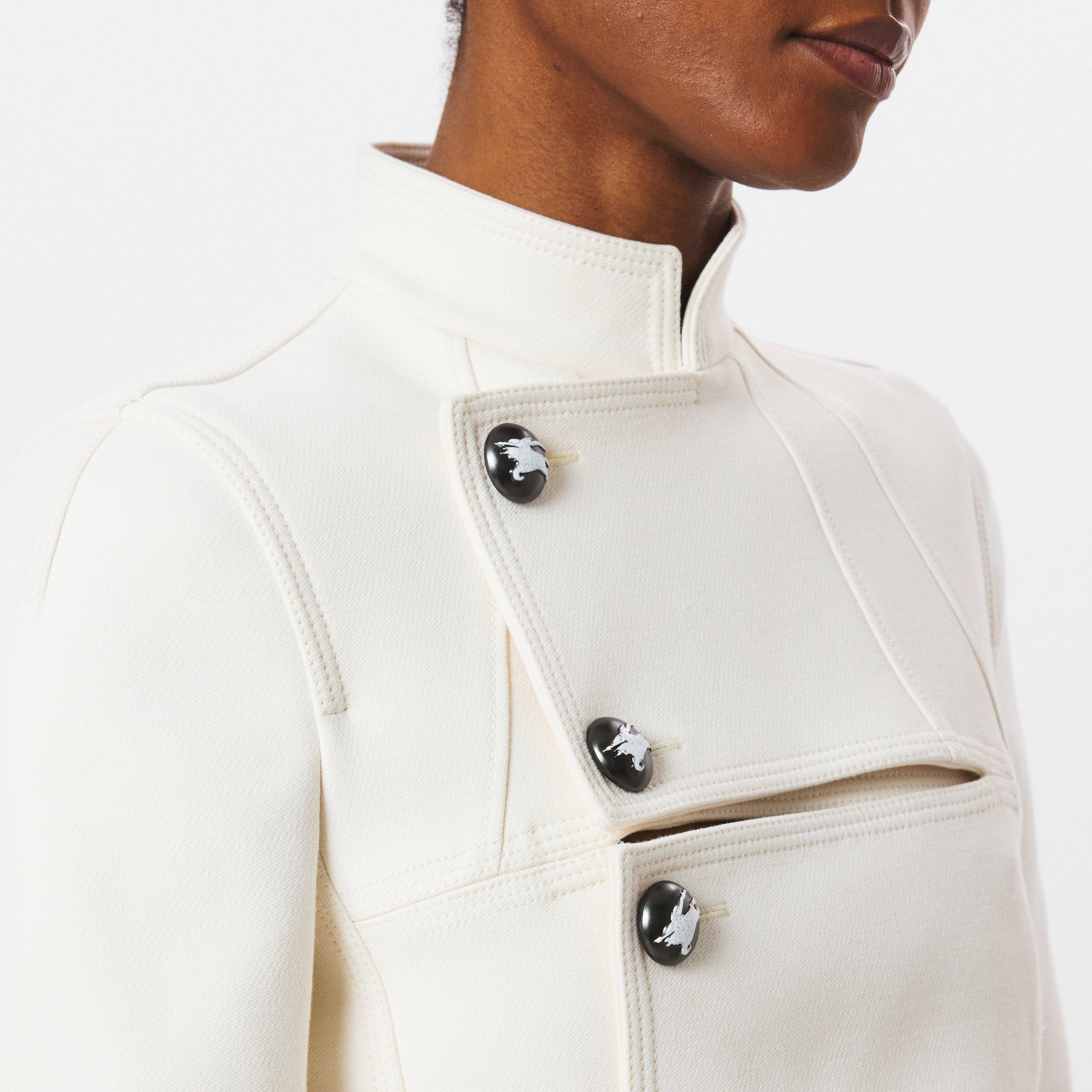 White - Burberry - Women's  Cotton Funnel Neck Long Sleeve Quilted Jacket - 5