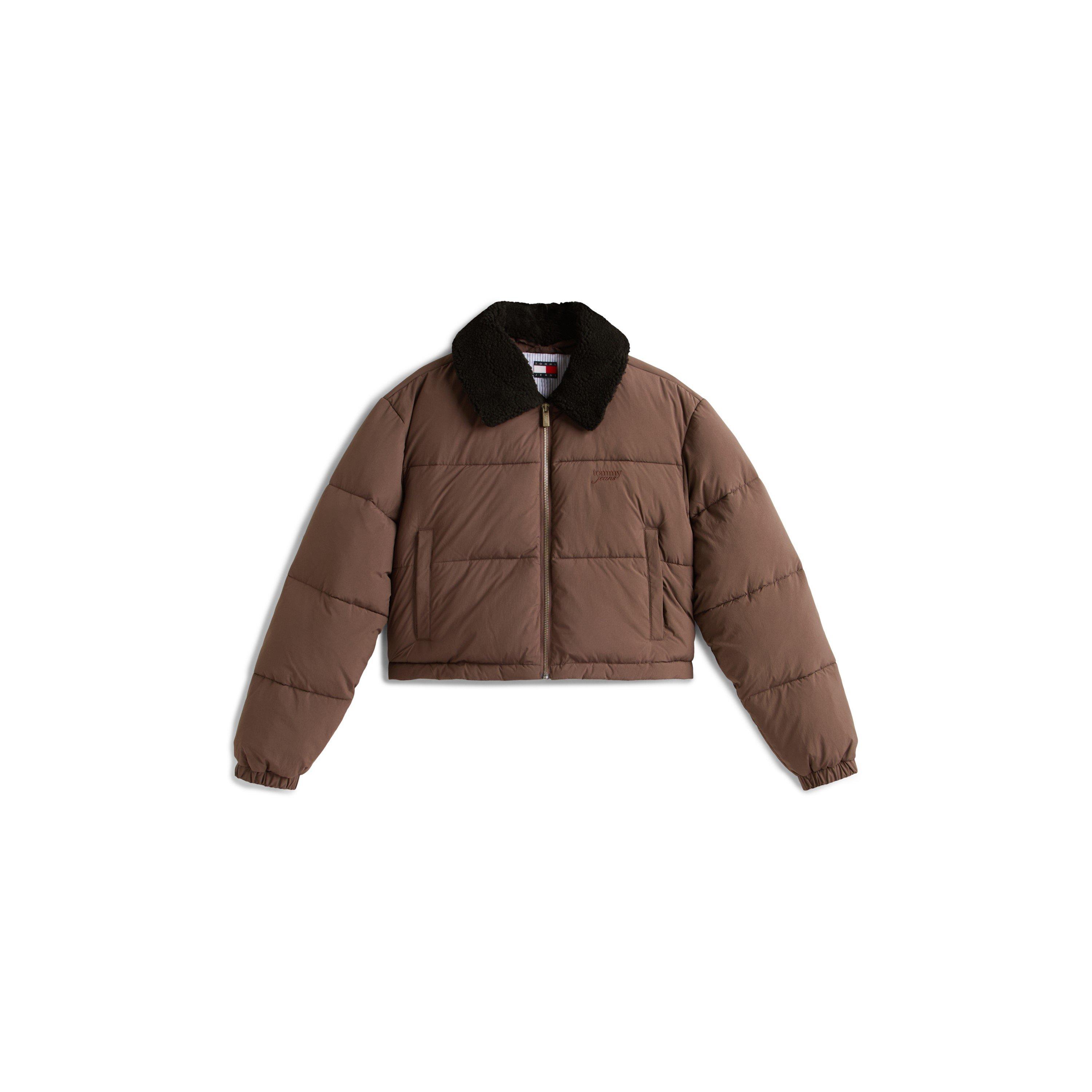 Tommy Jeans Women's Teddy Colour Short Puffer Jacket - Black Walnut - 10 (S)