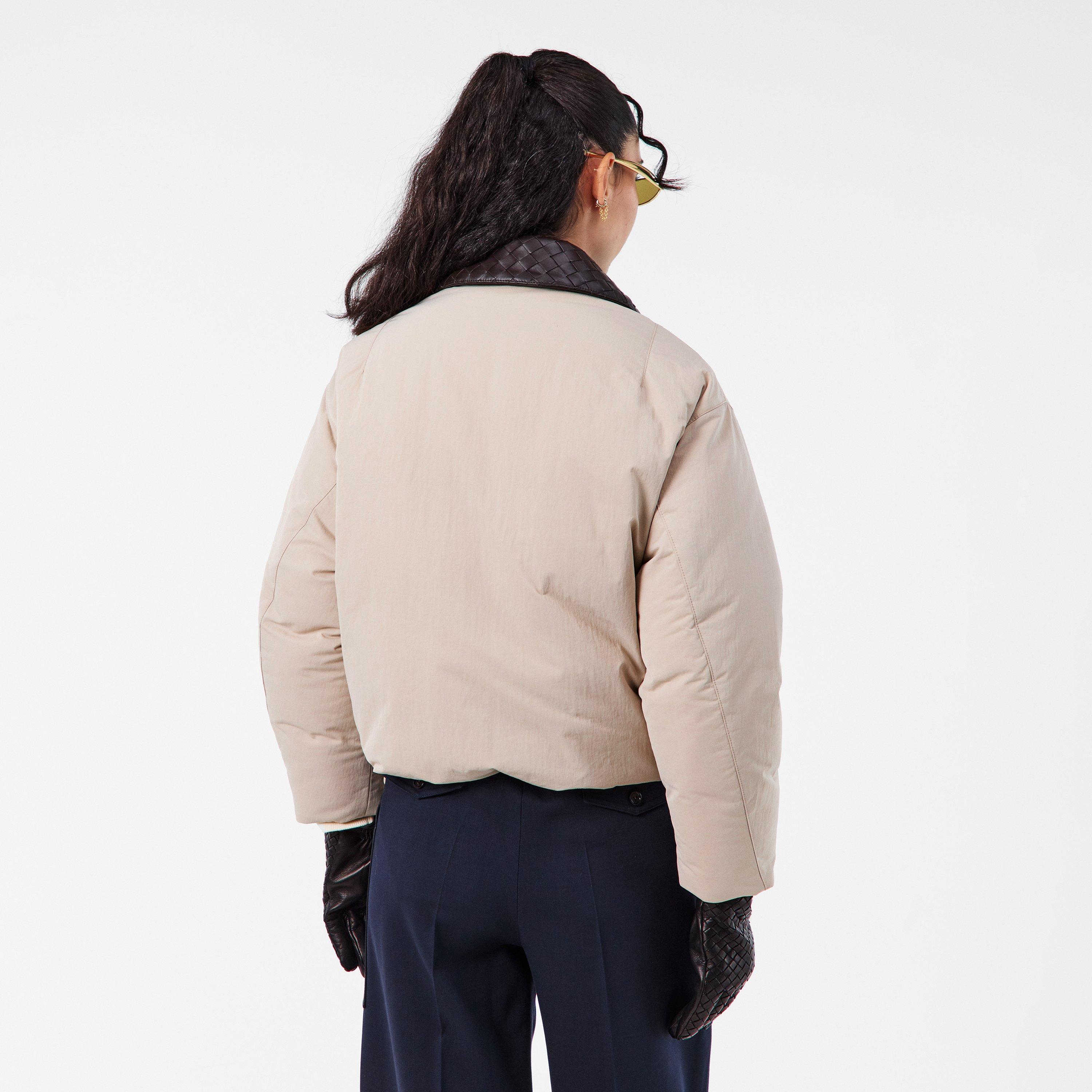 Grey Putty - Bottega Veneta - Women's Tech Long Sleeve Double Zip Short Puffer Jacket - 4