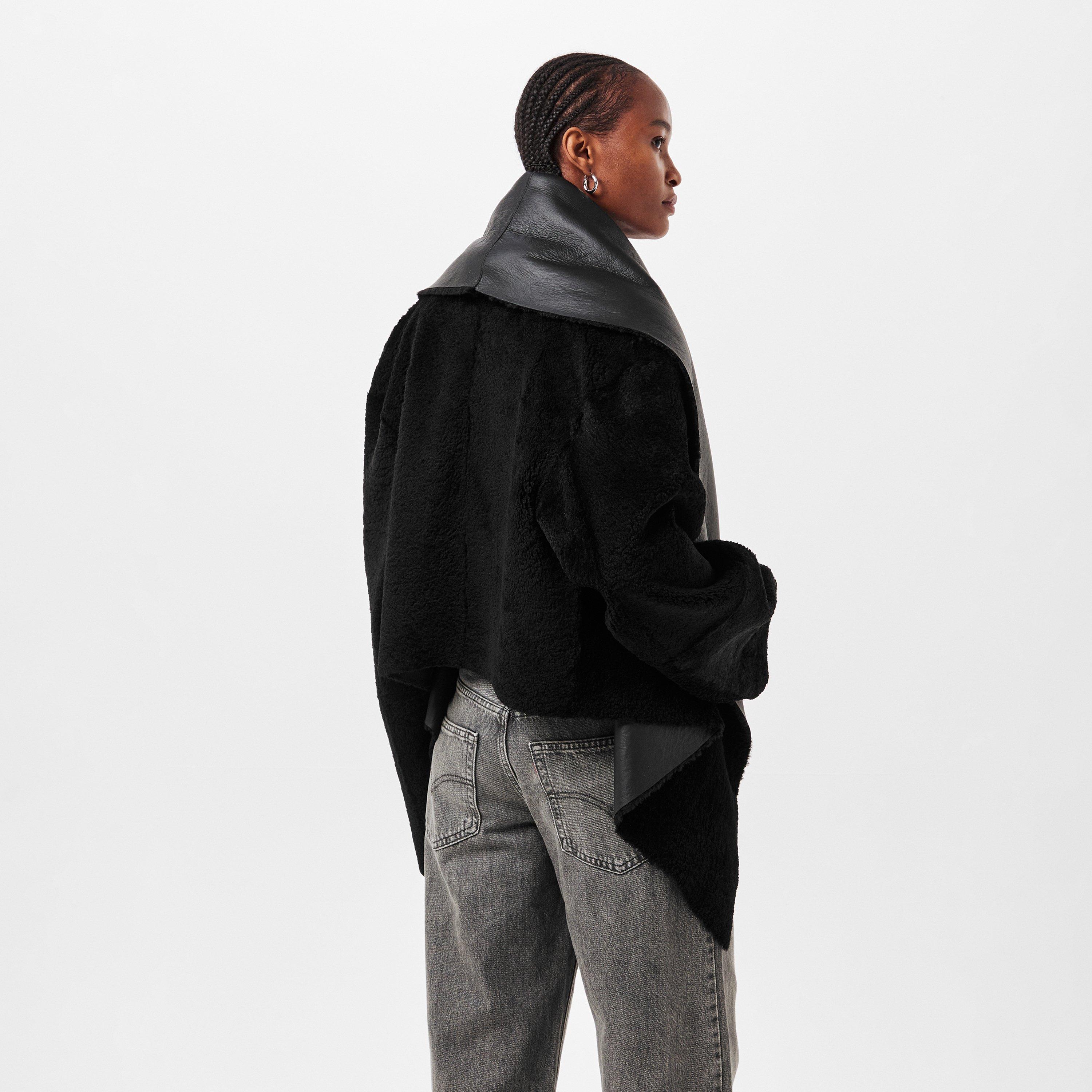 Black - Magda Butrym - Women's Structured Metal Accent Leather Jacket - 4