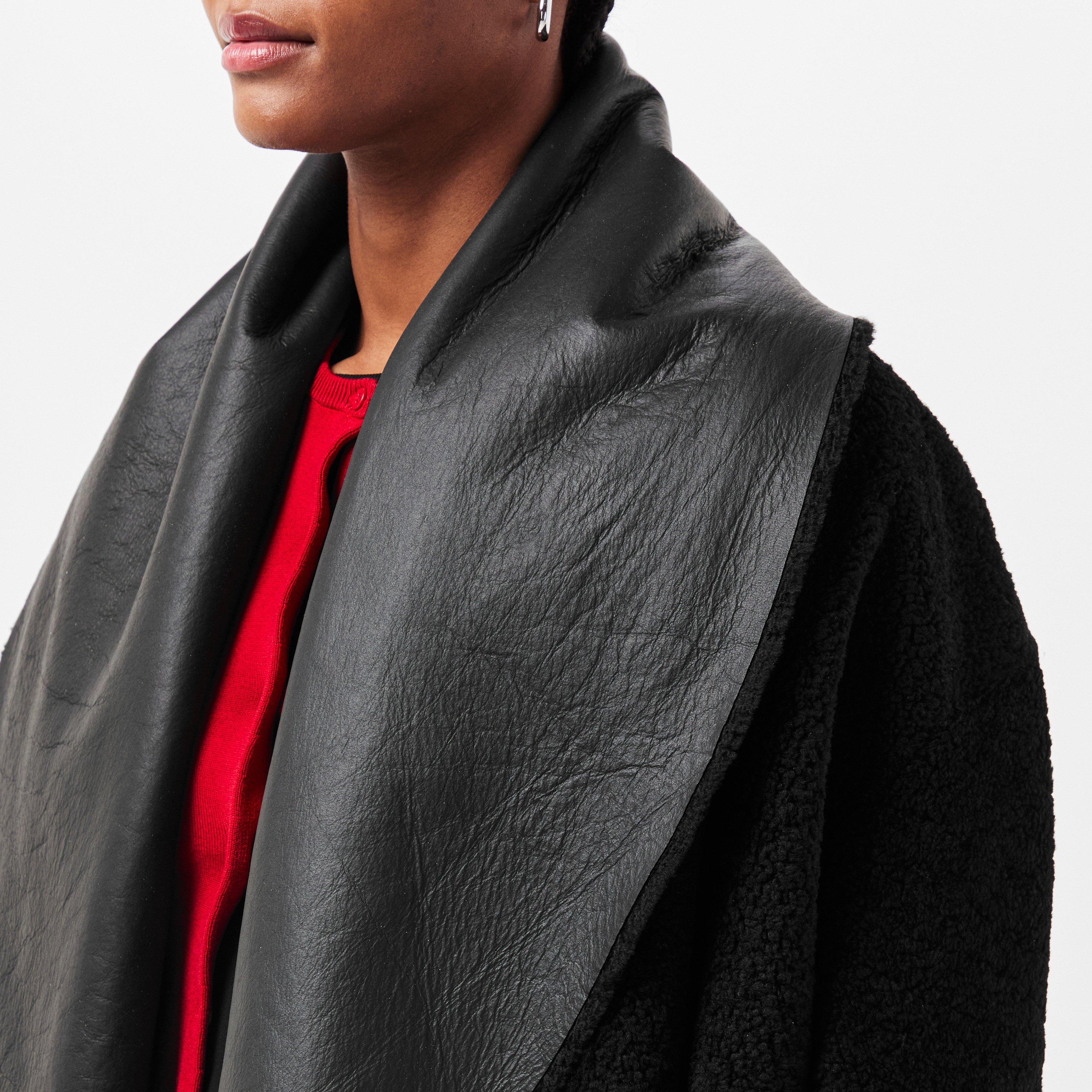 Black - Magda Butrym - Women's Structured Metal Accent Leather Jacket - 5