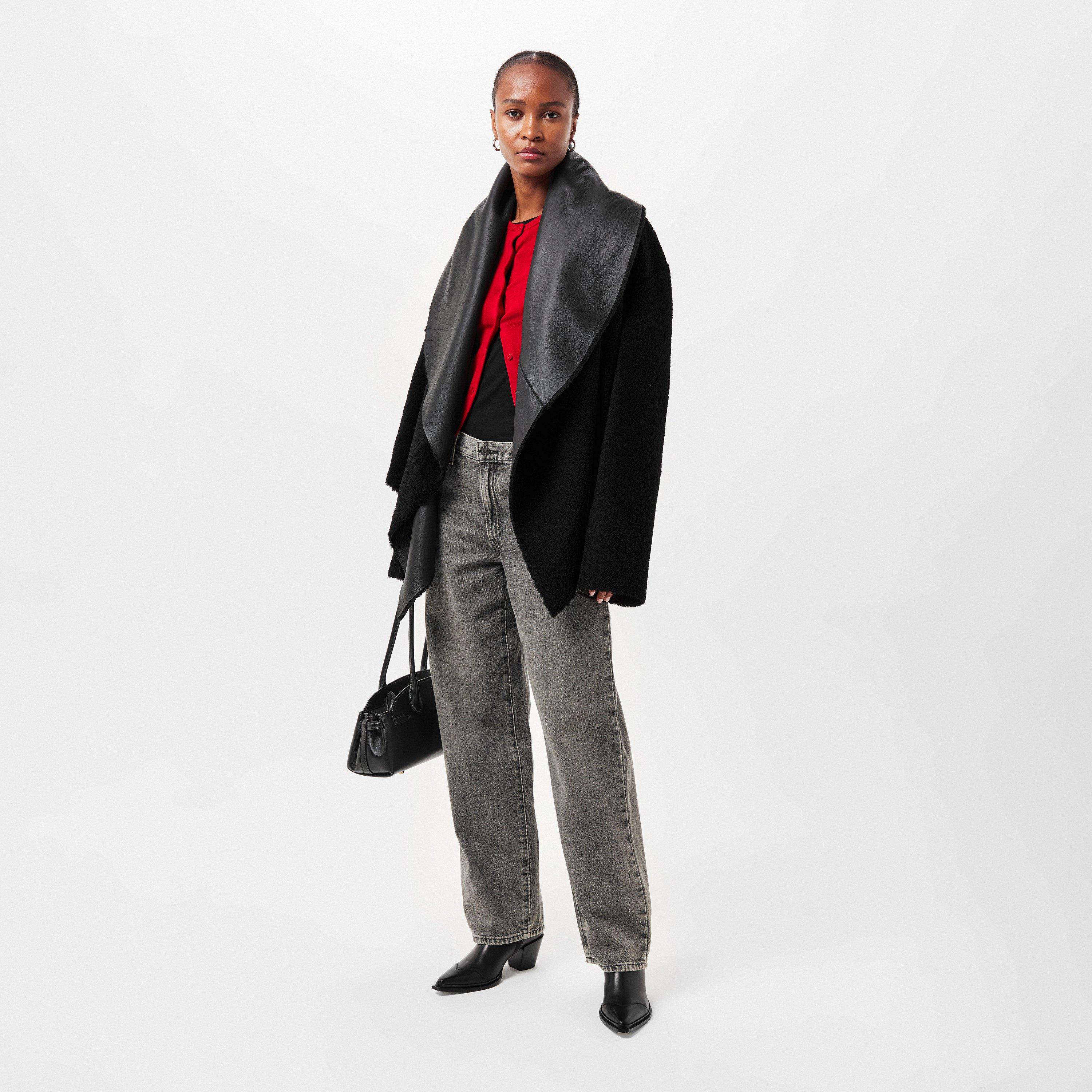 Black - Magda Butrym - Women's Structured Metal Accent Leather Jacket - 6