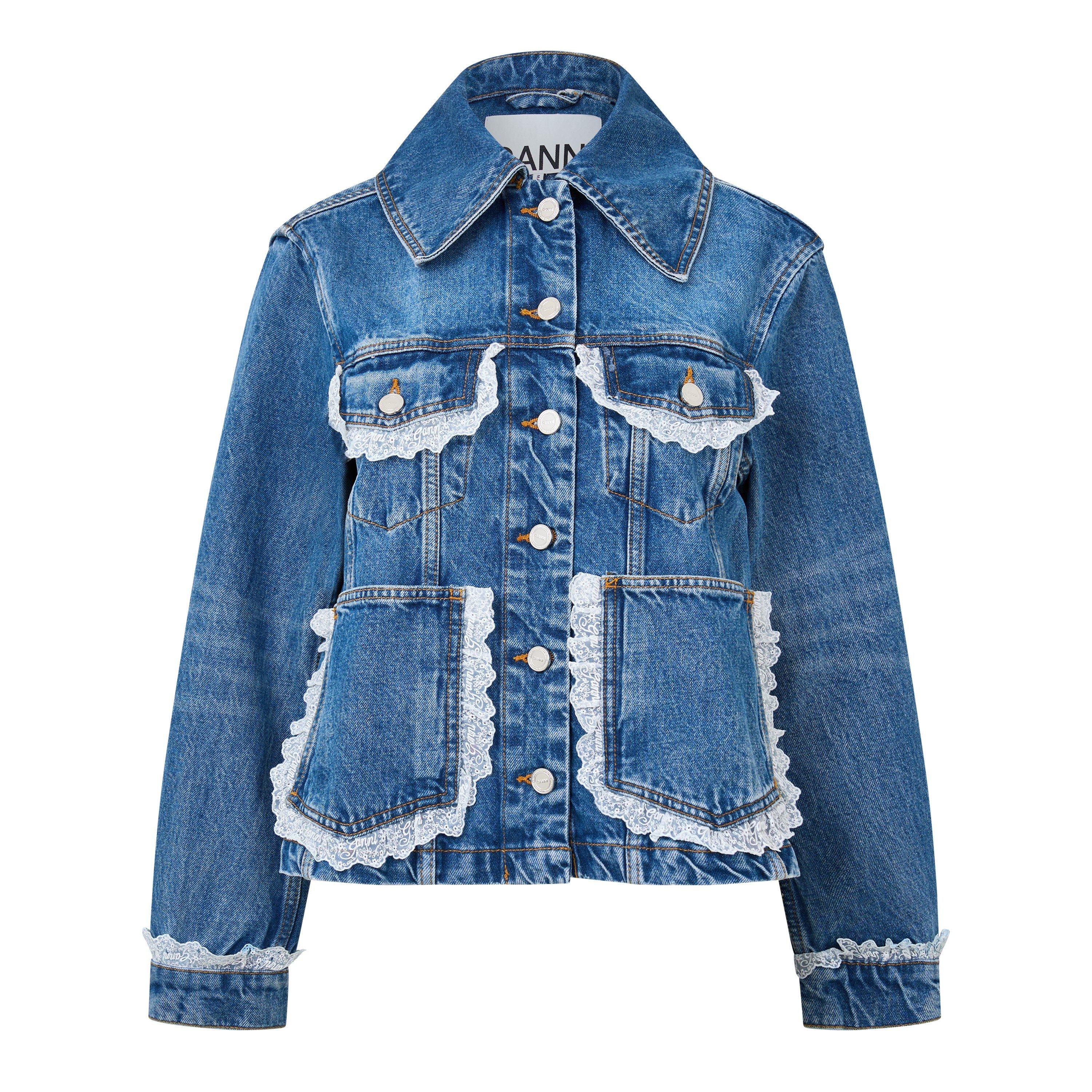 Blue - Ganni - Women's Denim Lace Jacket - 1