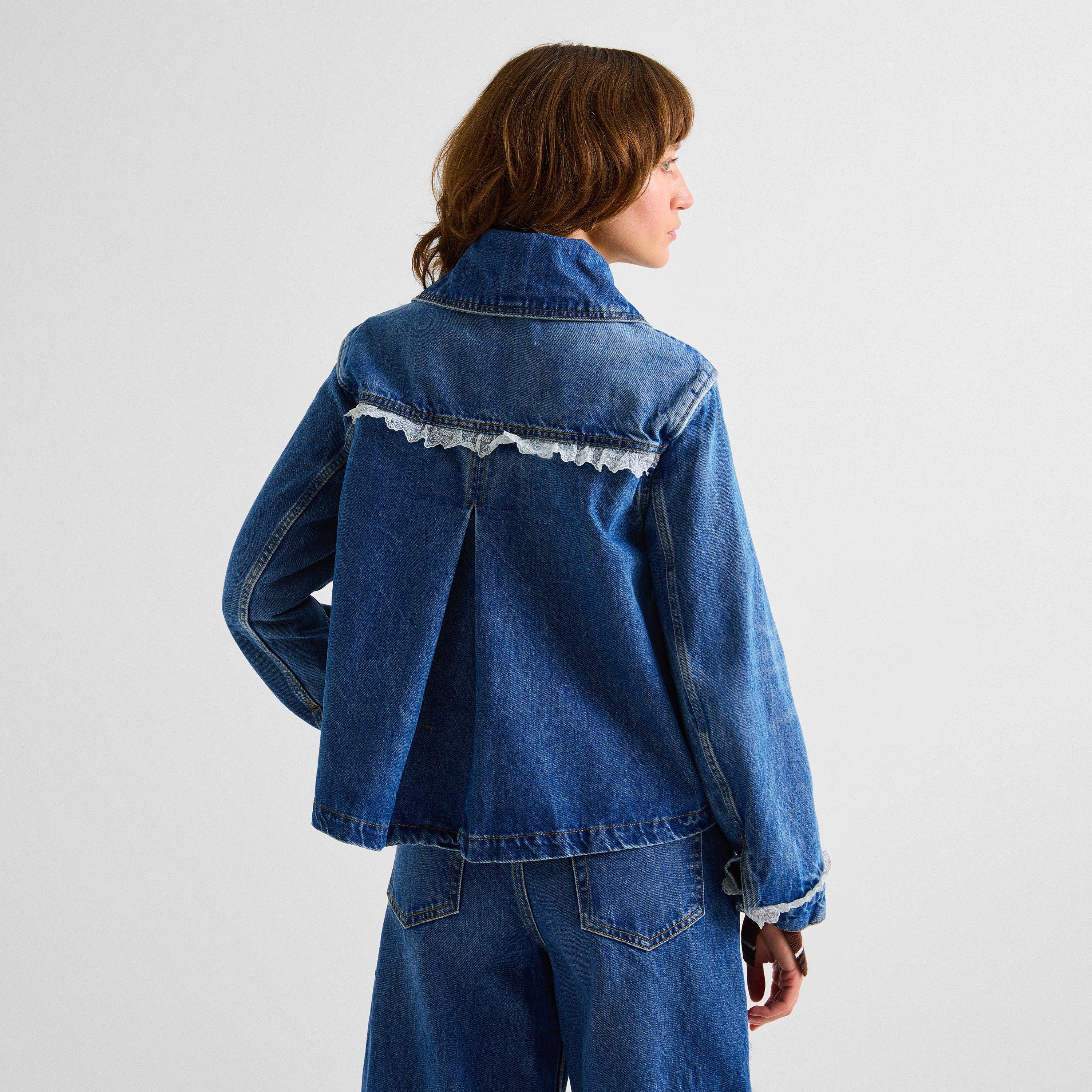 Blue - Ganni - Women's Denim Lace Jacket - 4