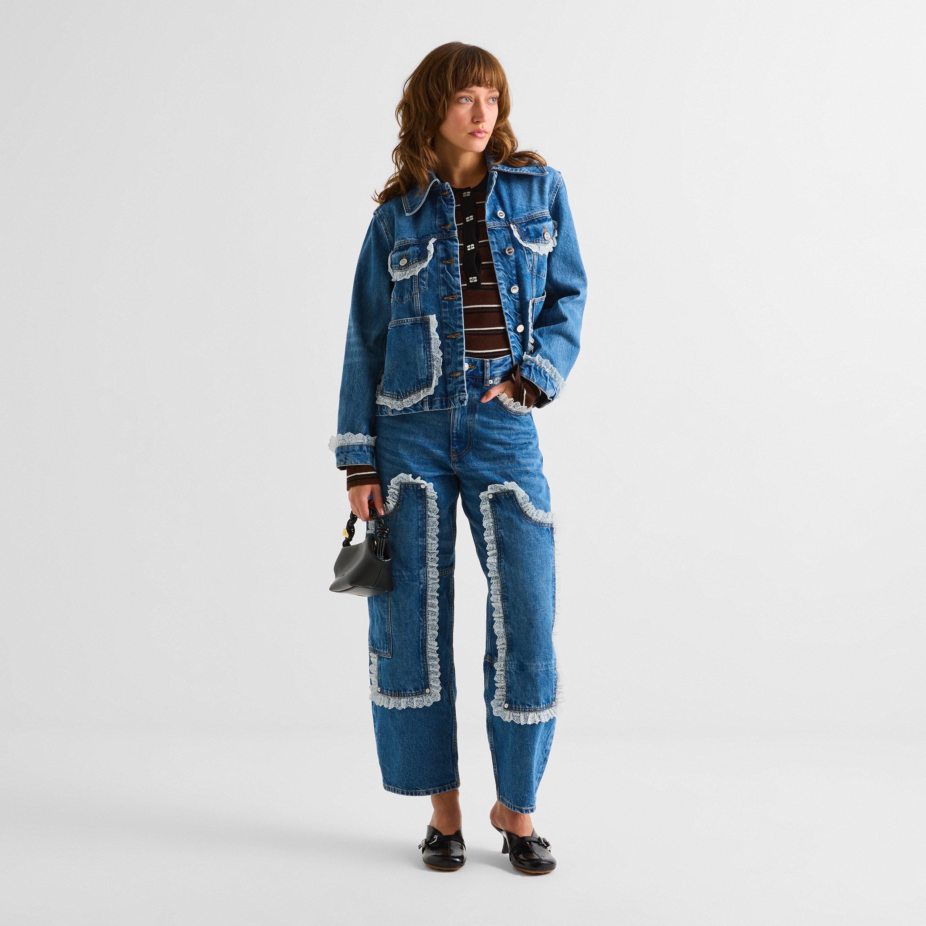 Blue - Ganni - Women's Denim Lace Jacket - 6