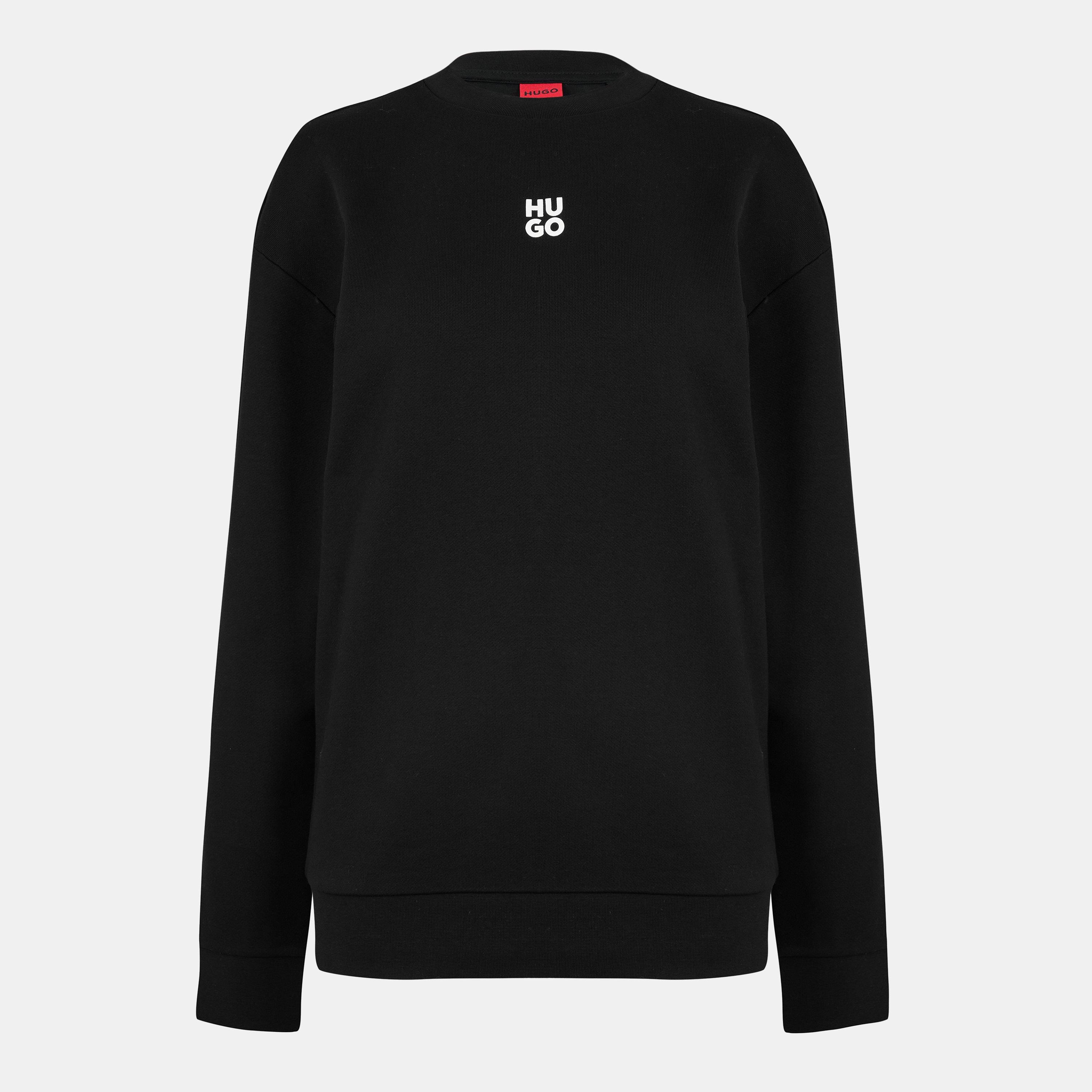 Black - Hugo - Stack Logo Crew Neck Sweater - 1